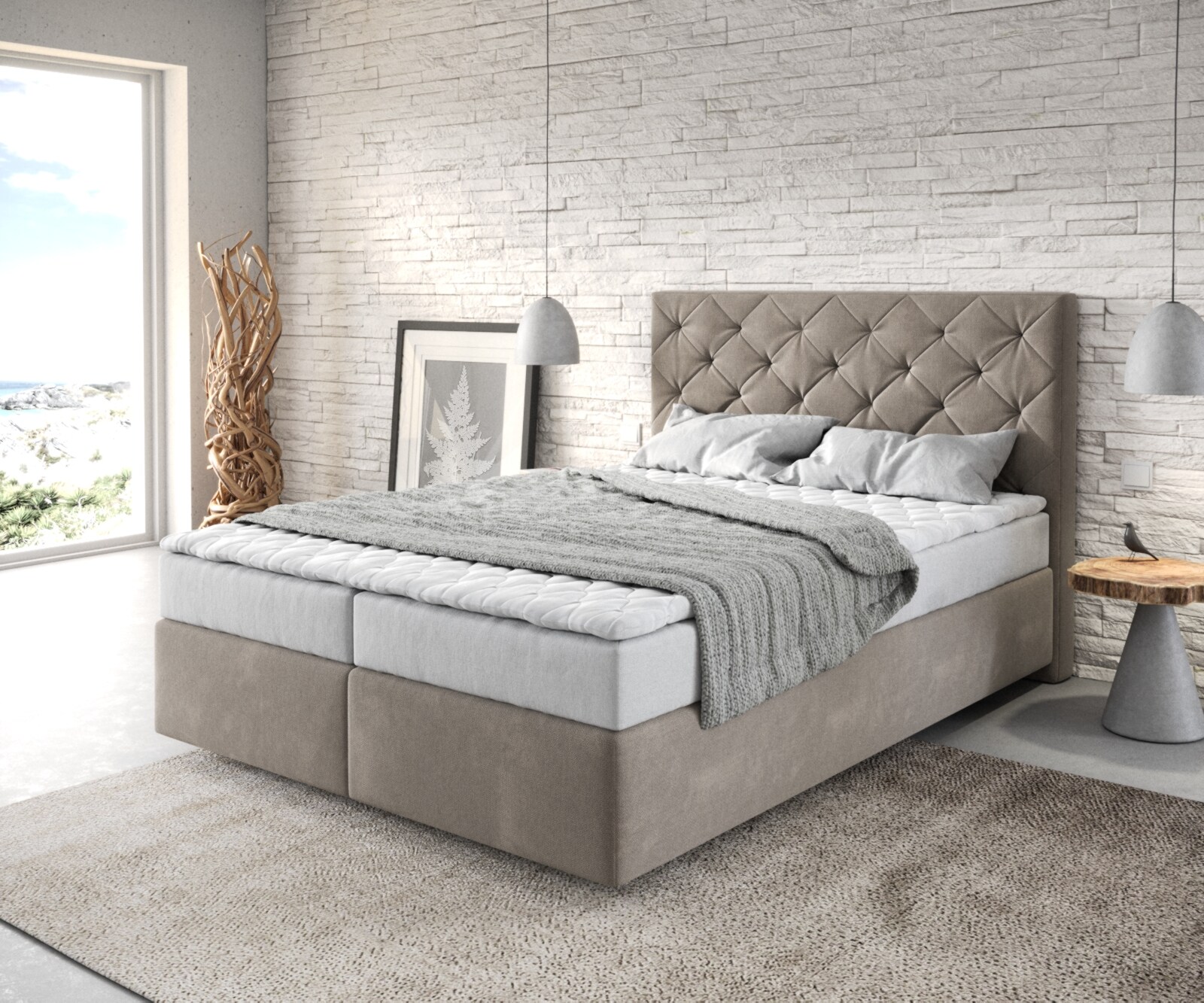 Boxspringbed Dream-Great 140x200 microvezel Beige