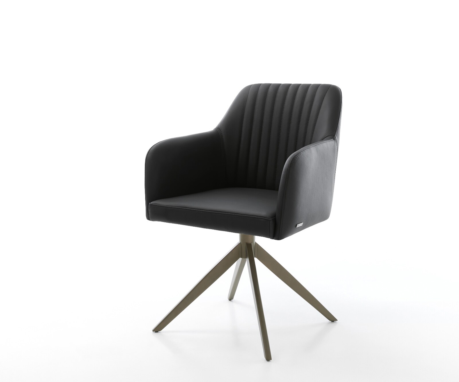 Draaistoel Greg-Flex echt leer zwart kruisframe breed afwerking met titanium 360° draaibaar rocker-functie pocketveer kern 1