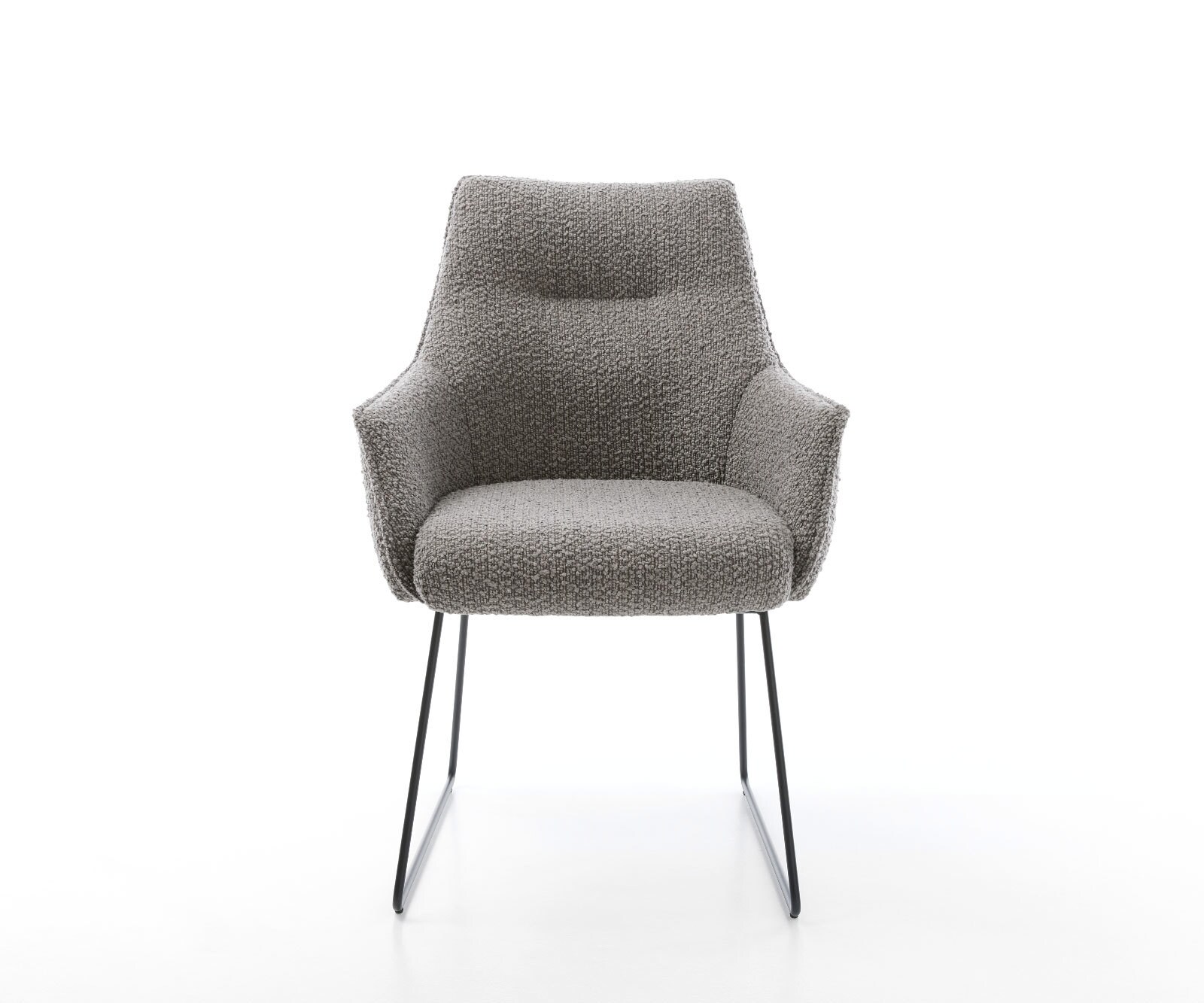 Eetkamerstoel Alja-Flex met armleuning bouclé zilver grijs slipframe zwart pocketveer kern 2