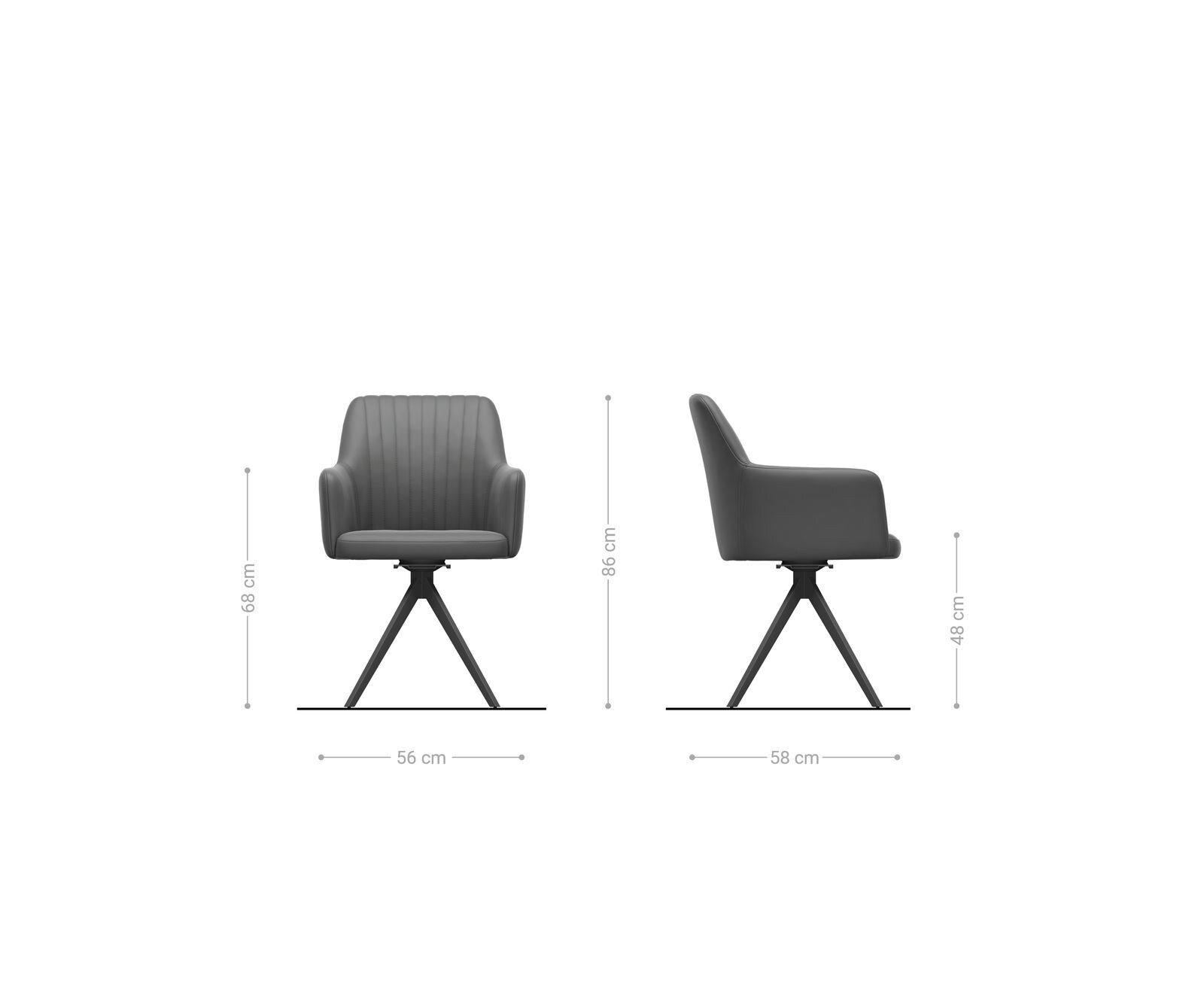 Eetkamerstoel Greg-Flex microvelours antraciet vintage kruisframe hoekig roestvrij staal pocketveer kern 6