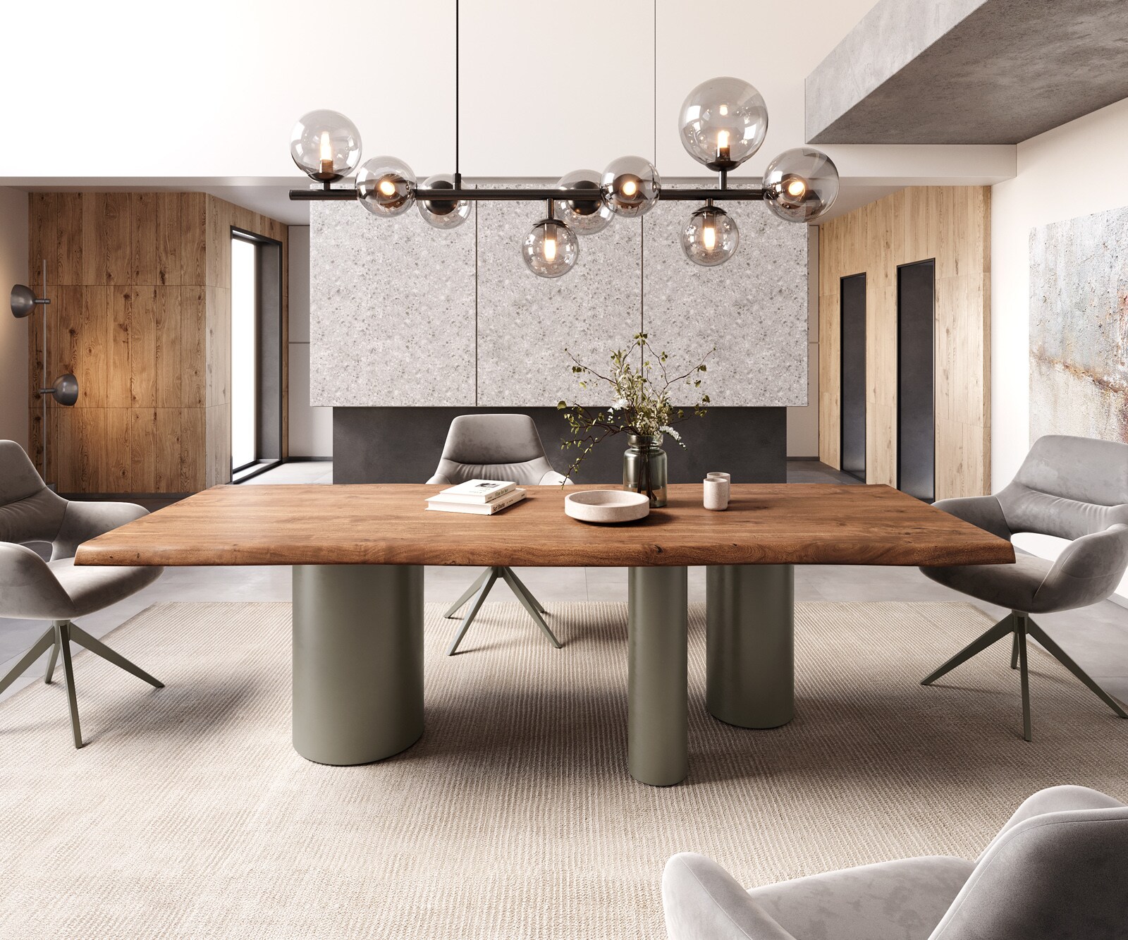 Eetkamertafel Edge 260x100 XL acacia bruin Troa metaal effectafwerking titaan Live-Edge 2