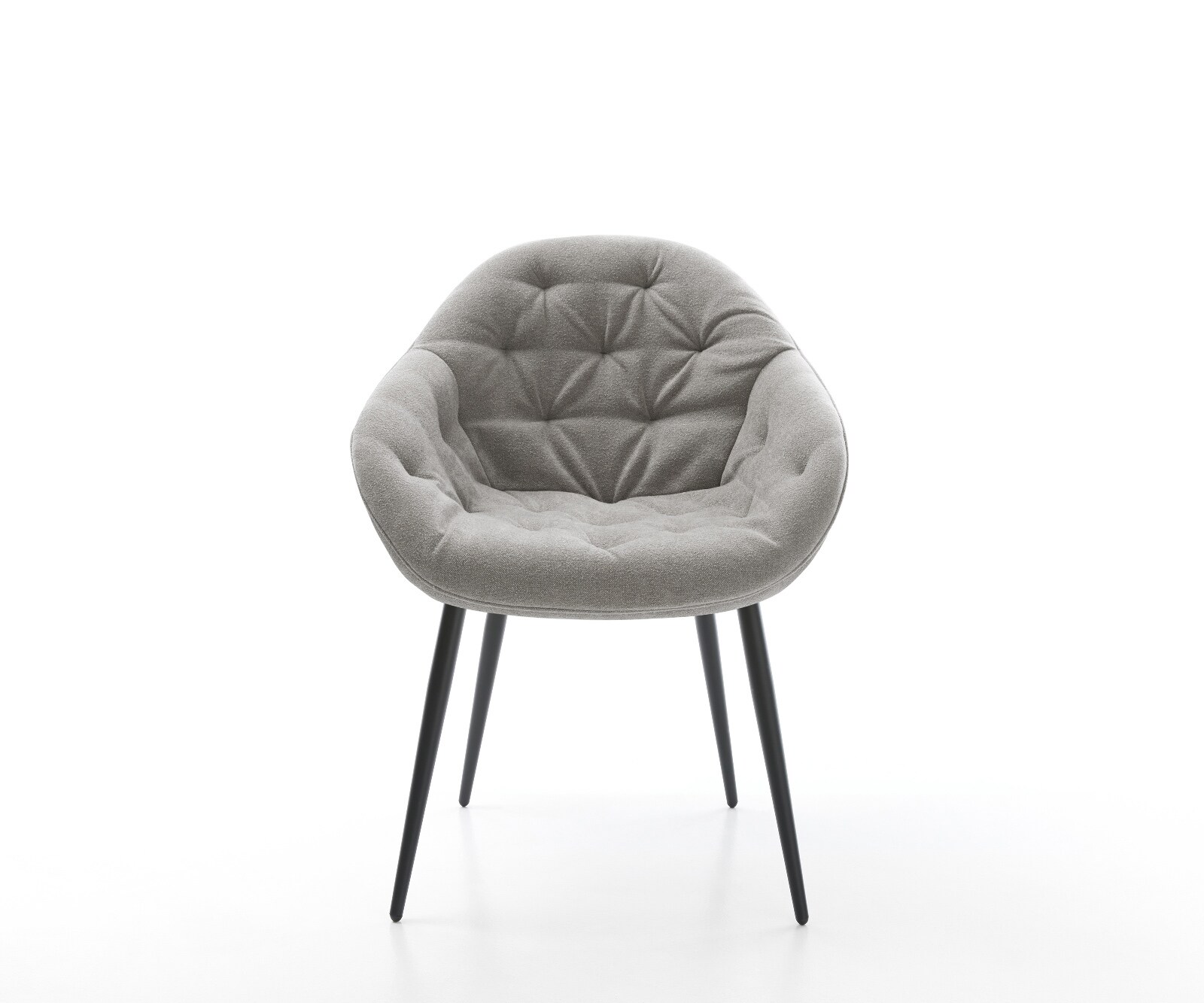 Eetkamerstoel Gaio-Flex zachte stof met structuur grijs 4-poot conisch zwart 2