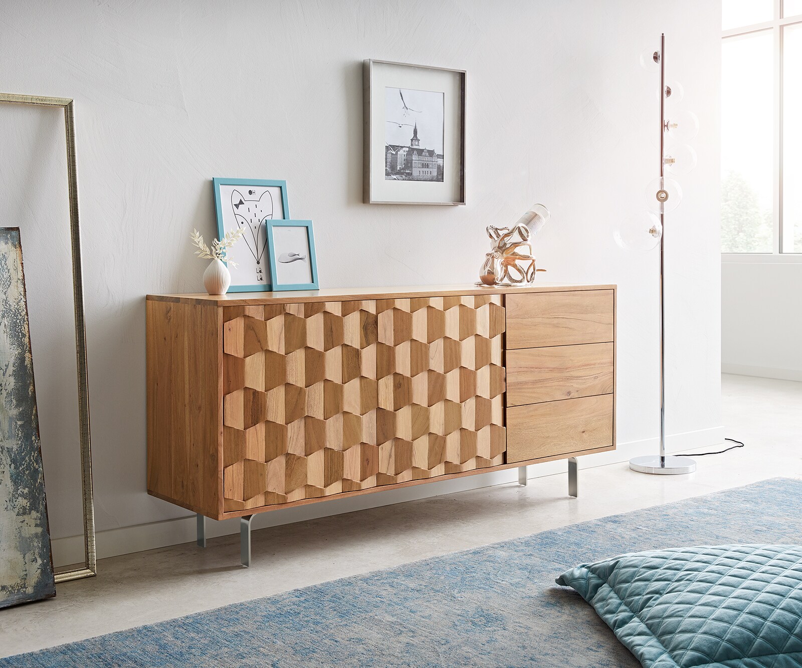 Dressoir Fevo acacia massief hout L-poot  1