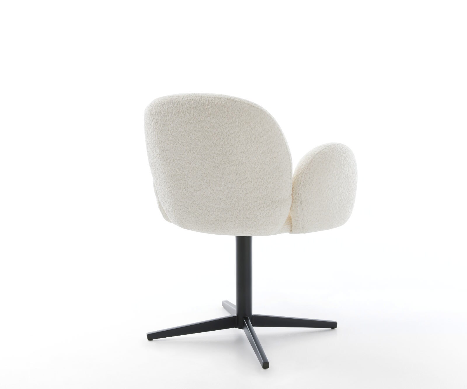 Draaistoel Nube-Flex met armleuning bouclé wit kruispoot zwart 360° draaibaar pocketveer kern 5