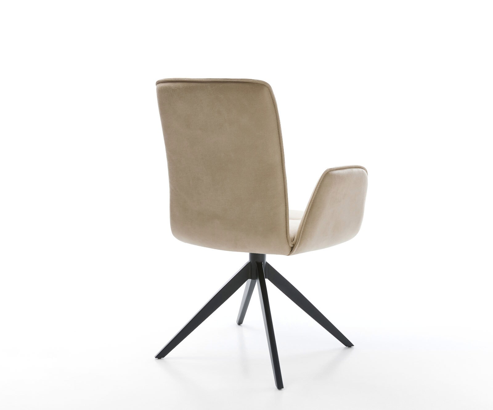 Draaistoel Vinja-Flex microvelours beige vintage kruisframe breed zwart 360° draaibaar rocker-functie 4