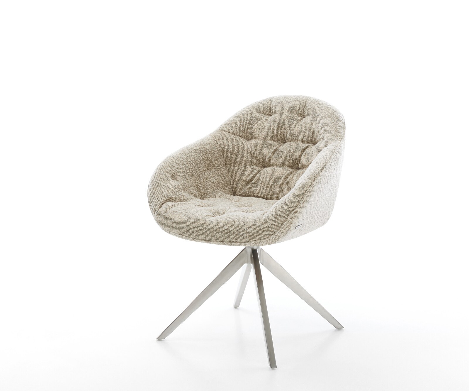 Draaistoel Gaio-Flex geweven stof beige kruisframe breed roestvrij staal 360° draaibaar rocker-functie