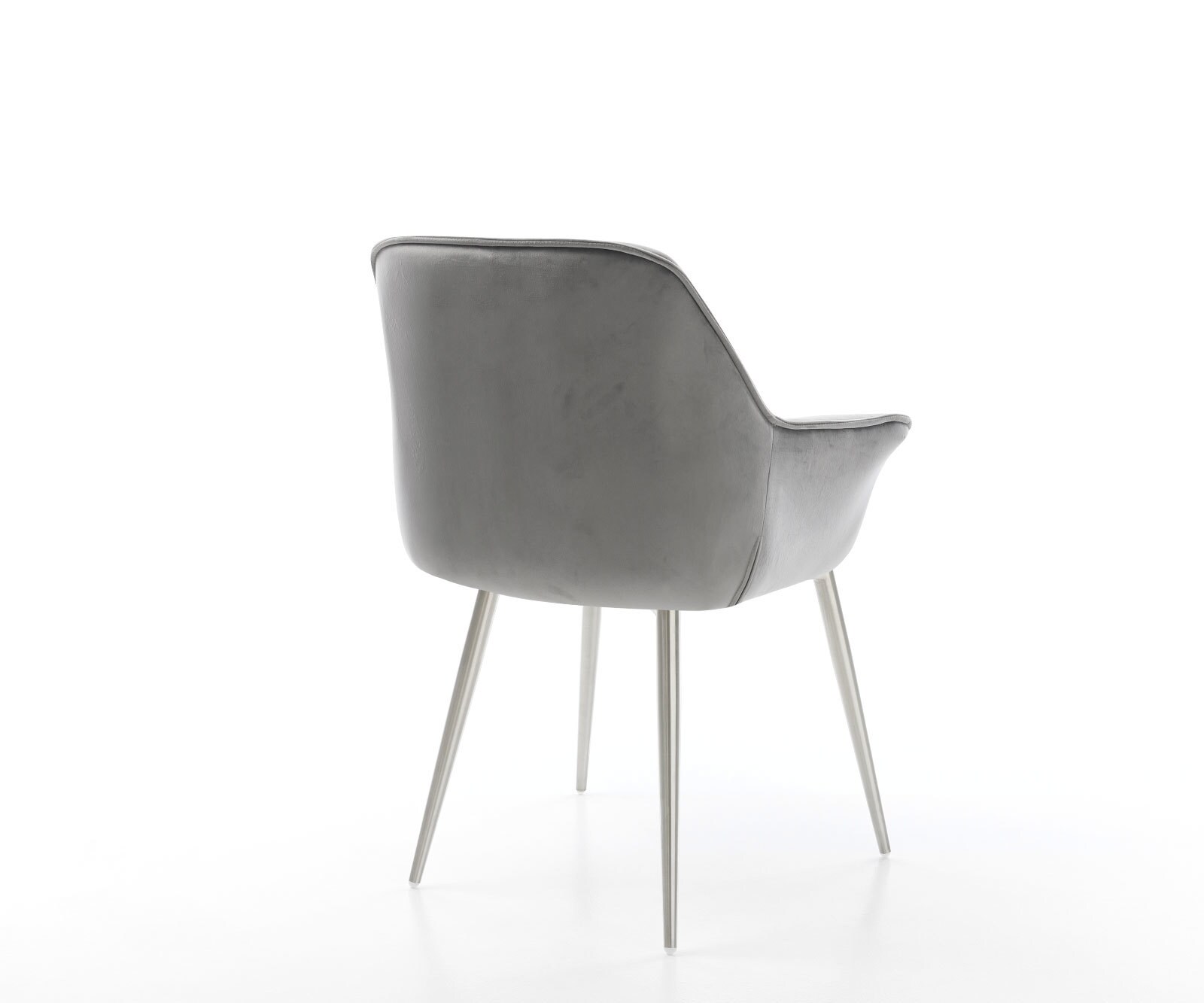 Eetkamerstoel Keila-Flex met armleuning fluweel grijs 4-poot conisch roestvrij staal 5