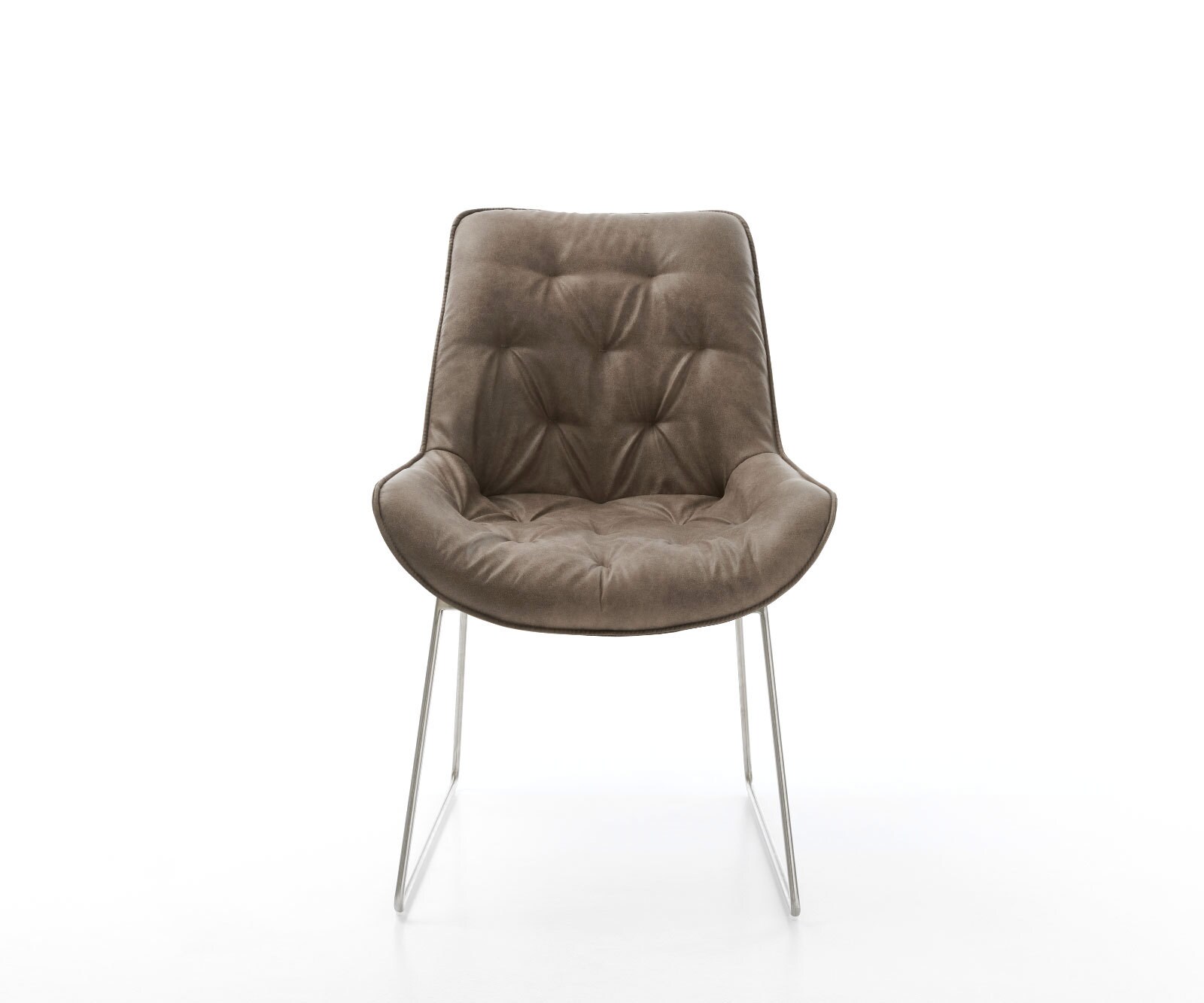 Eetkamerstoel Taimi-Flex microvelours taupe vintage slipframe roestvrij staal 2 Eetkamerstoel Taimi-Flex microvelours taupe vintage slipframe roestvrij staal 2