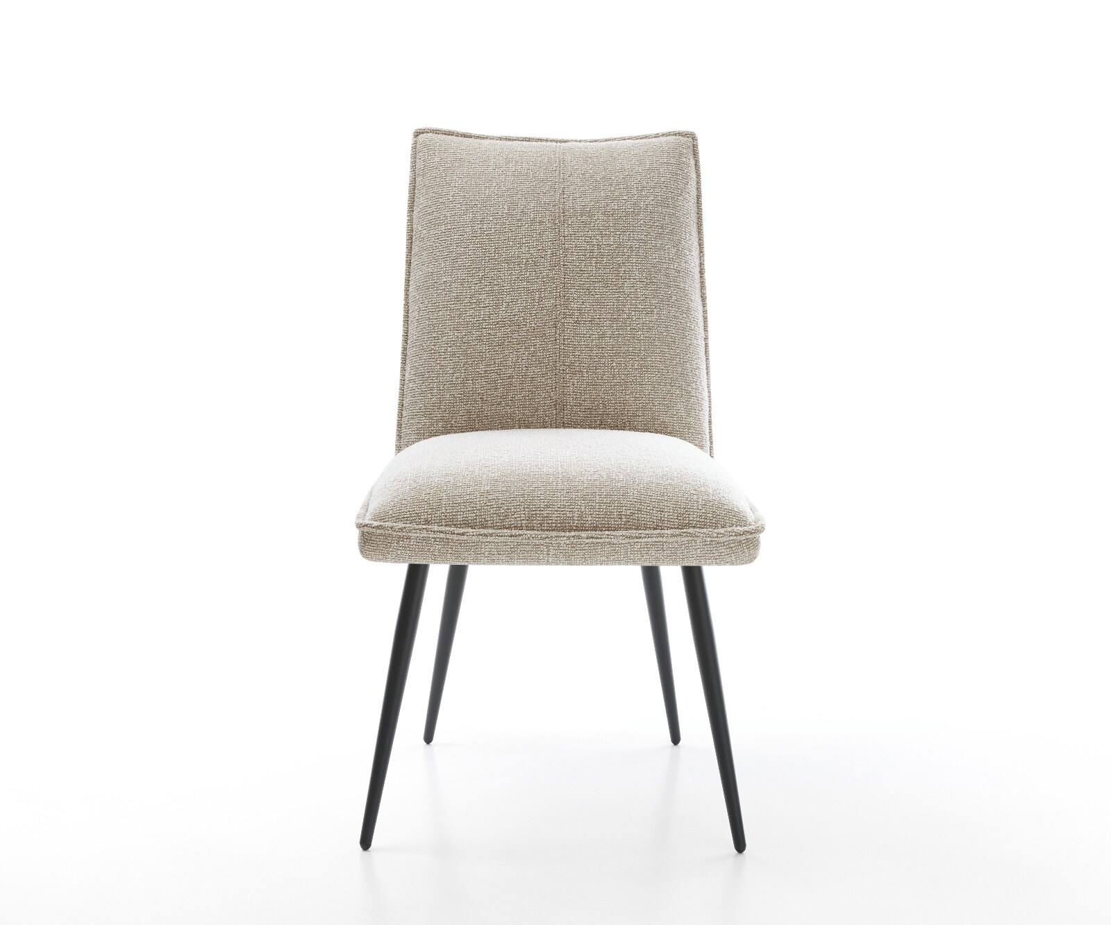 Eetkamerstoel Lelio-Flex geweven stof beige 4-poot conisch zwart pocketveer kern 2