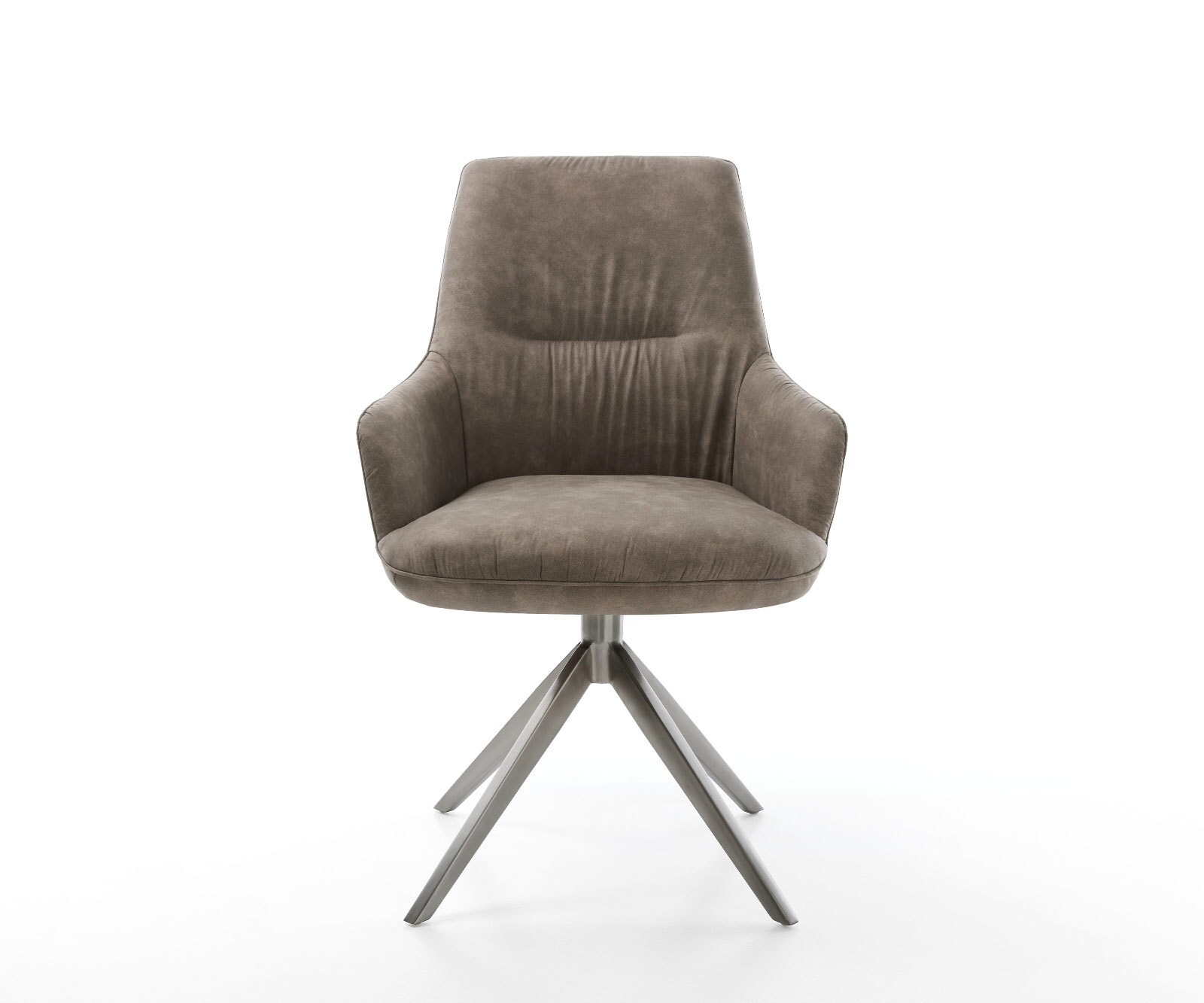 Draaistoel Zelia-Flex met armleuning microvelours taupe vintage kruisframe breed grafiet 360° draaibaar rocker-functie pocketveer kern 1