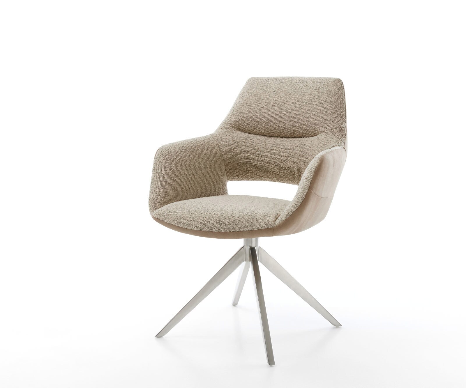 Draaistoel Yago-Flex met armleuning materiaalmix mud kruisframe breed roestvrij staal 360° draaibaar rocker-functie pocketveer kern