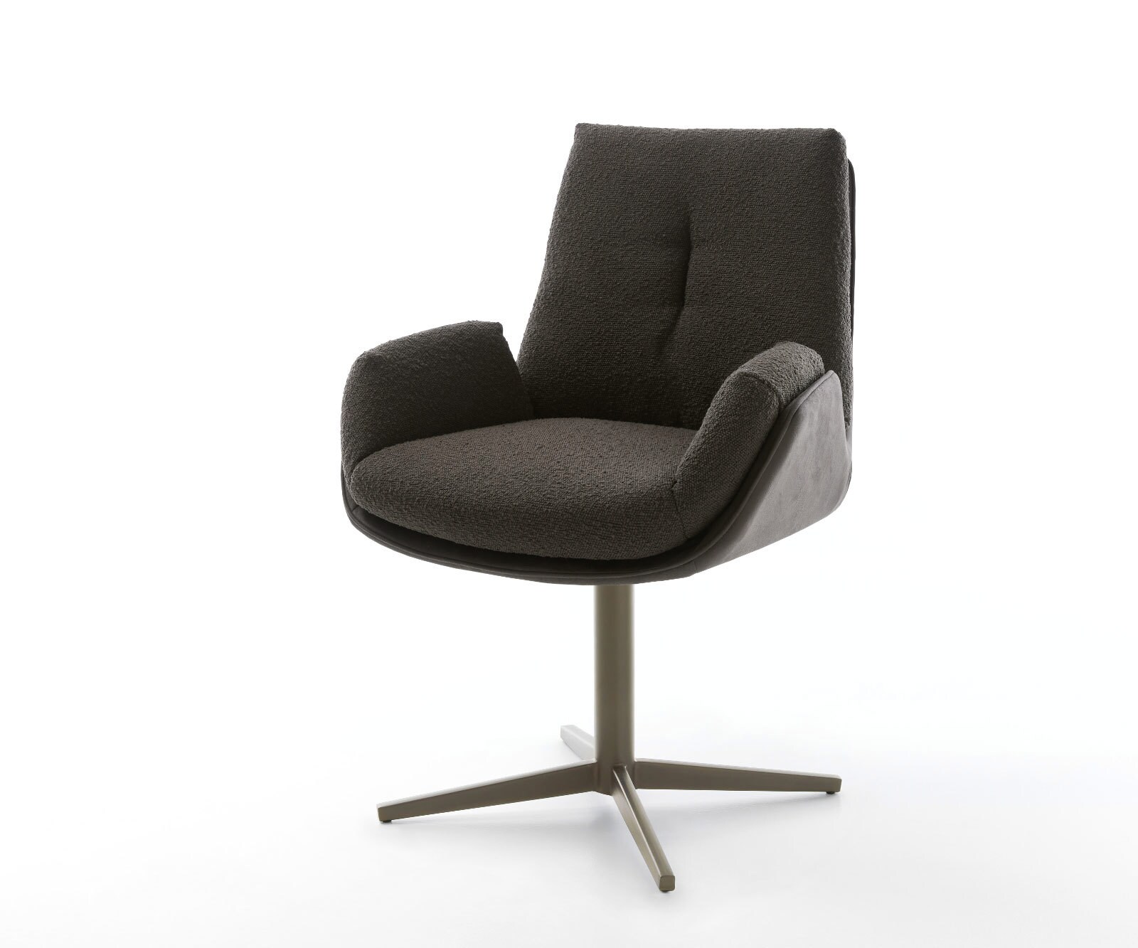 Draaistoel Clea-Flex materiaalmix zwart kruispoot afwerking met titanium 360° draaibaar Draaistoel Clea-Flex materiaalmix zwart kruispoot afwerking met titanium 360° draaibaar