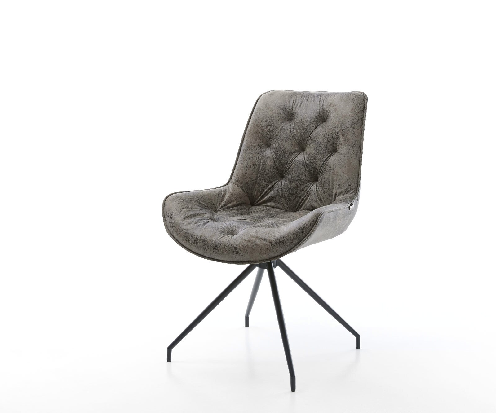 Eetkamerstoel Taimi-Flex microvelours grijs antiek kruisframe conisch zwart