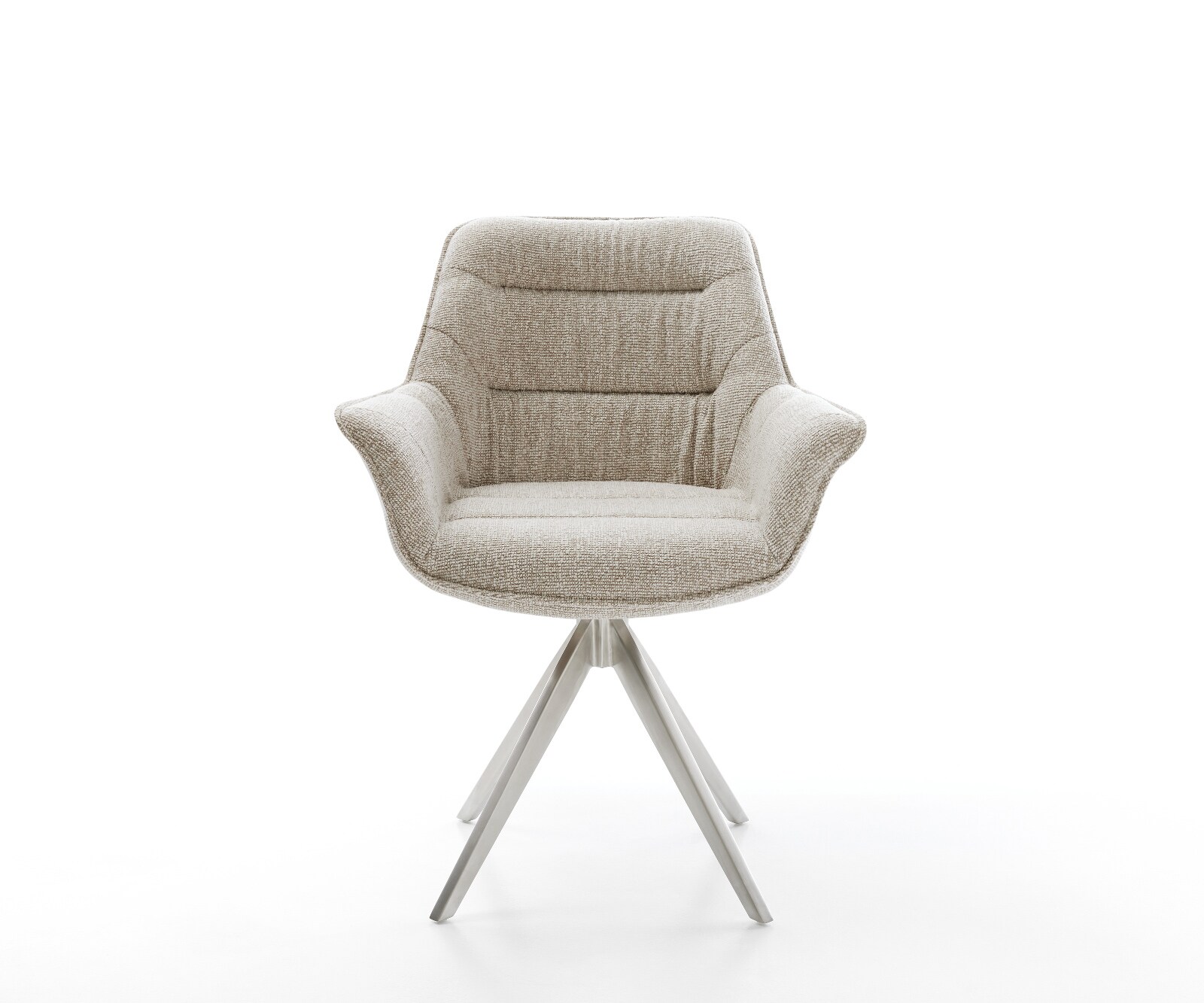 Draaistoel Kaira-Flex geweven stof beige kruisframe hoekig roestvrij staal 180° draaibaar 2