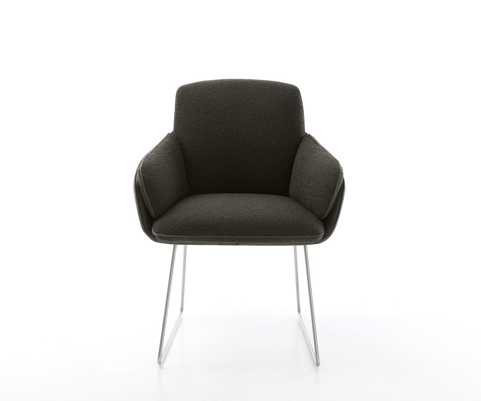 Eetkamerstoel Luan-Flex met armleuning materiaalmix zwart slipframe roestvrij staal 1 Eetkamerstoel Luan-Flex met armleuning materiaalmix zwart slipframe roestvrij staal 1