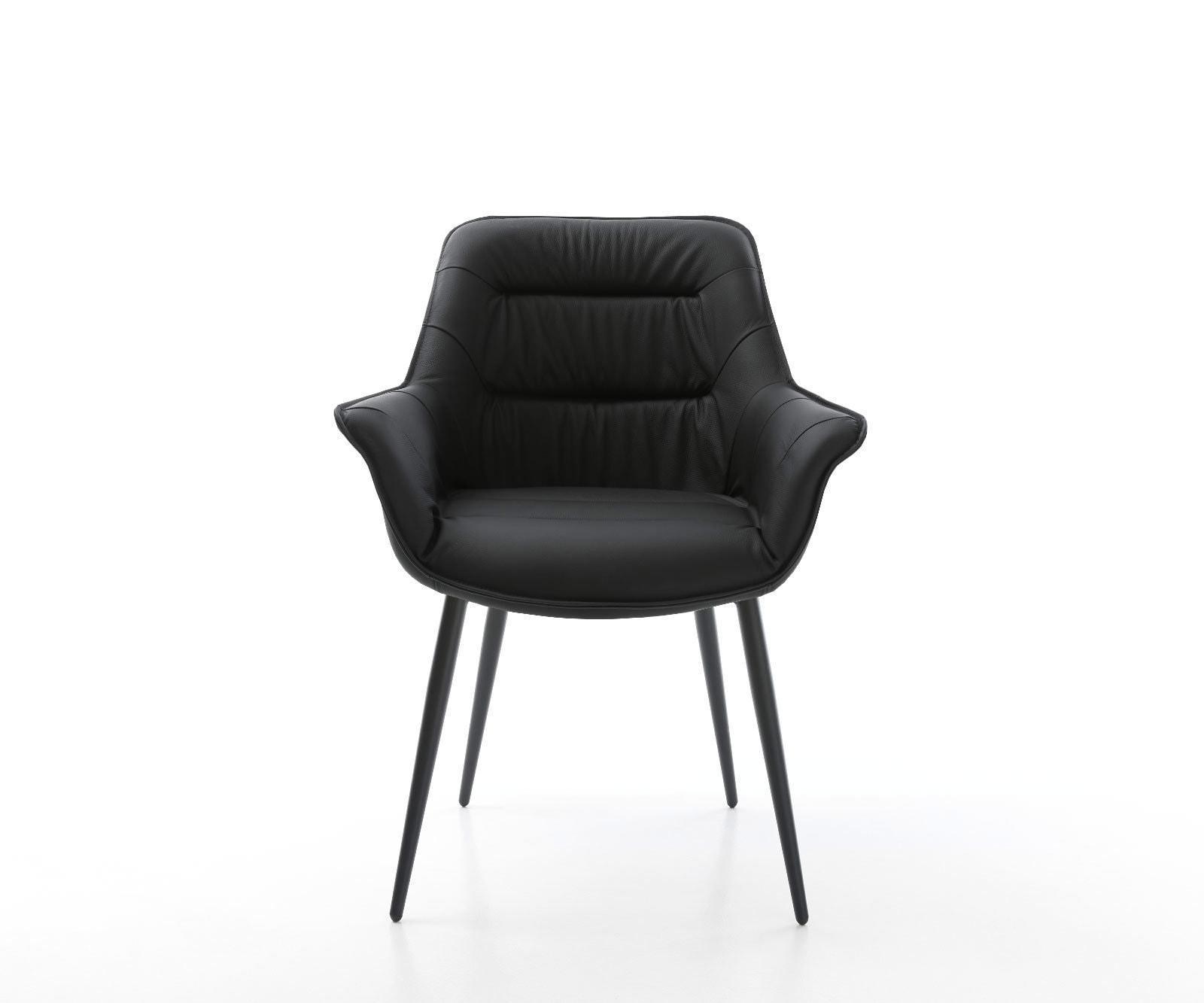 Eetkamerstoel Kaira-Flex echt leer zwart 4-poot conisch zwart 1 Eetkamerstoel Kaira-Flex echt leer zwart 4-poot conisch zwart 1