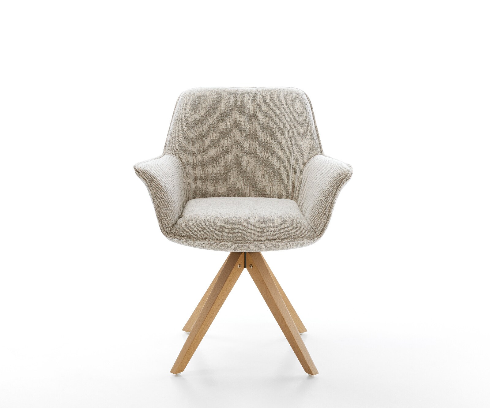 Draaistoel Keila-Flex met armleuning geweven stof beige houten frame hoekig natuur 180° draaibaar 2