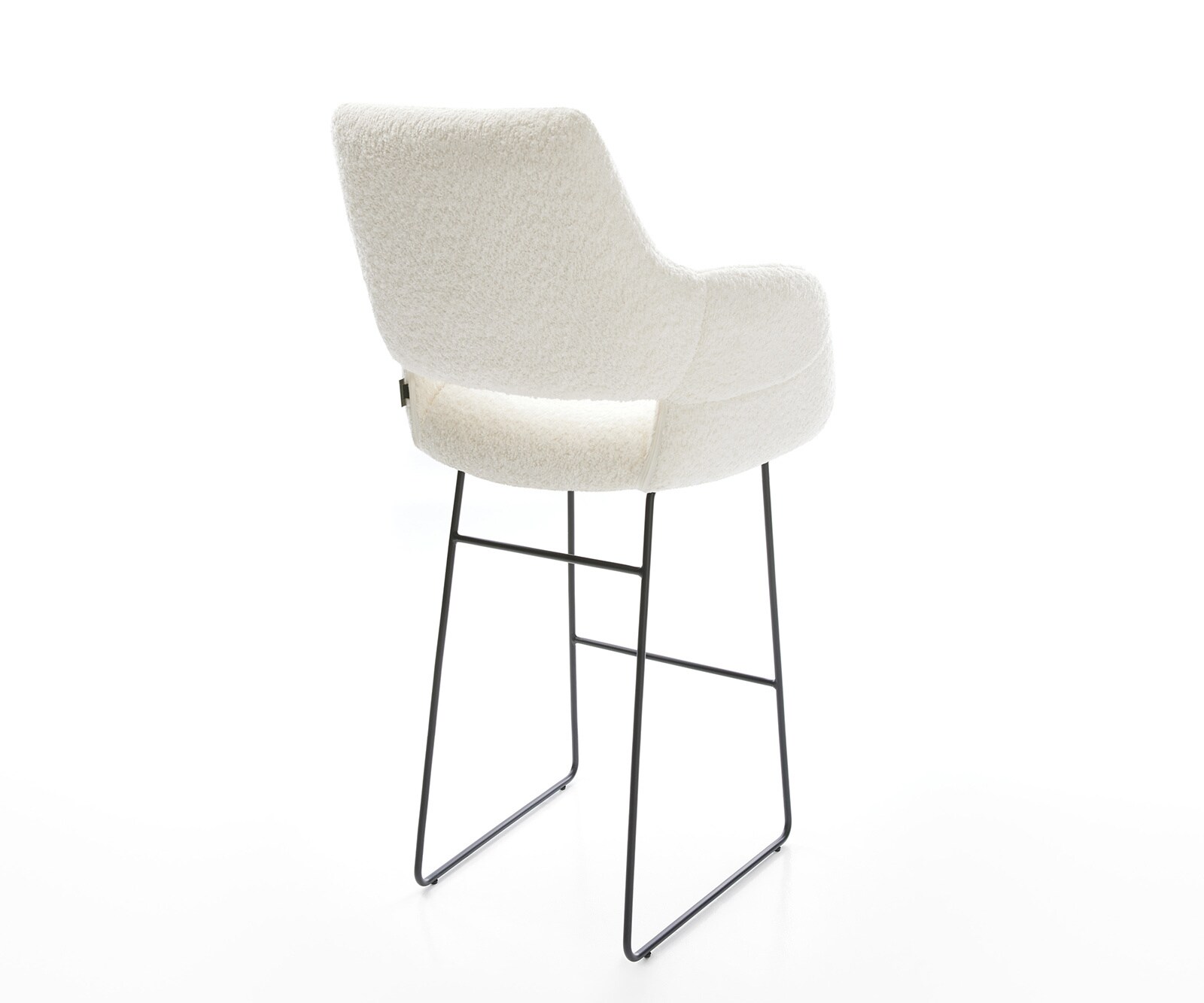 Barstoel Yago-Flex bouclé wit met metalen sledepootstel zwart en pocketvering 5