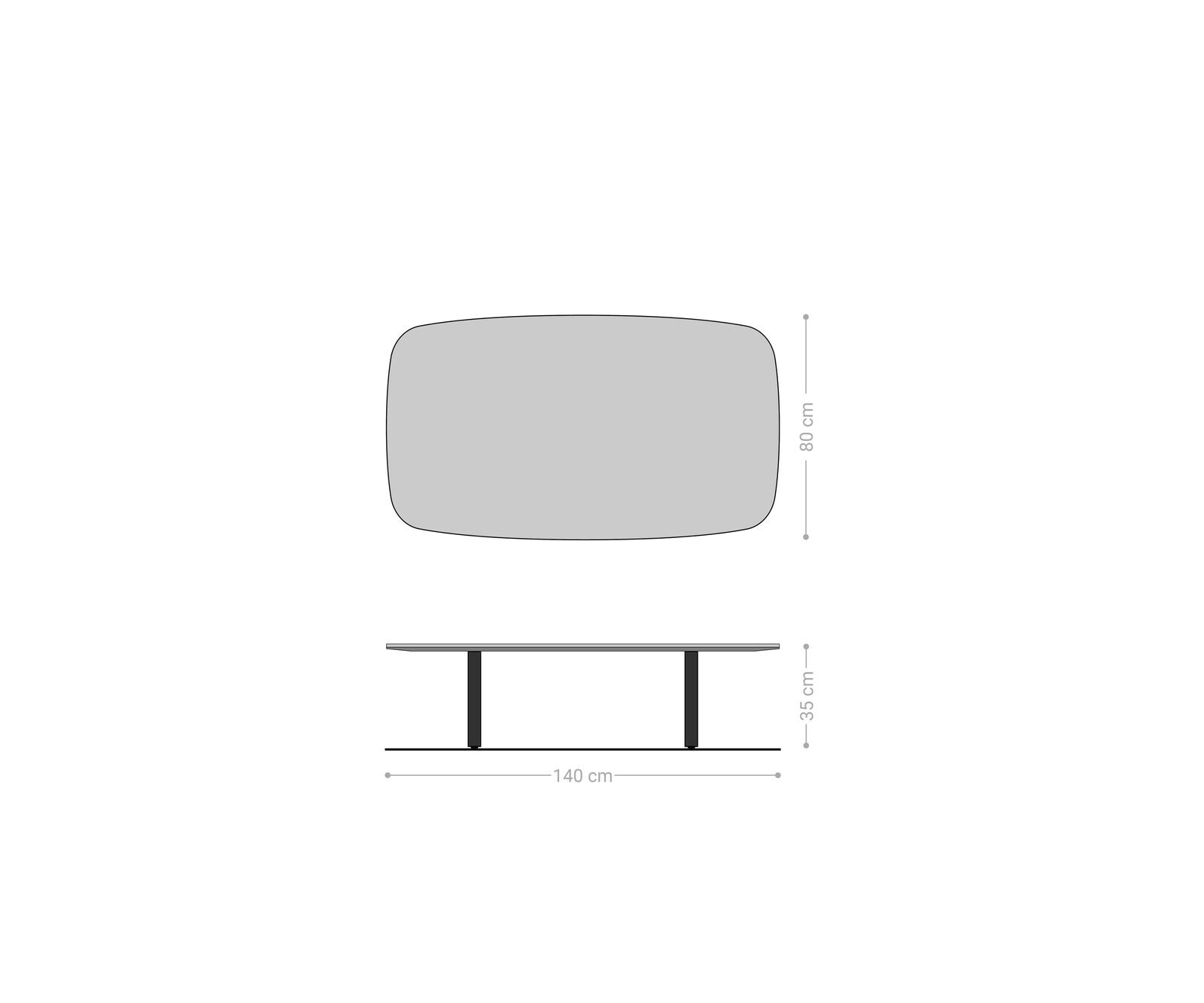 Salontafel Edge bootvormig 140x80 cm keramiek beton grijs Lumia acryl 5