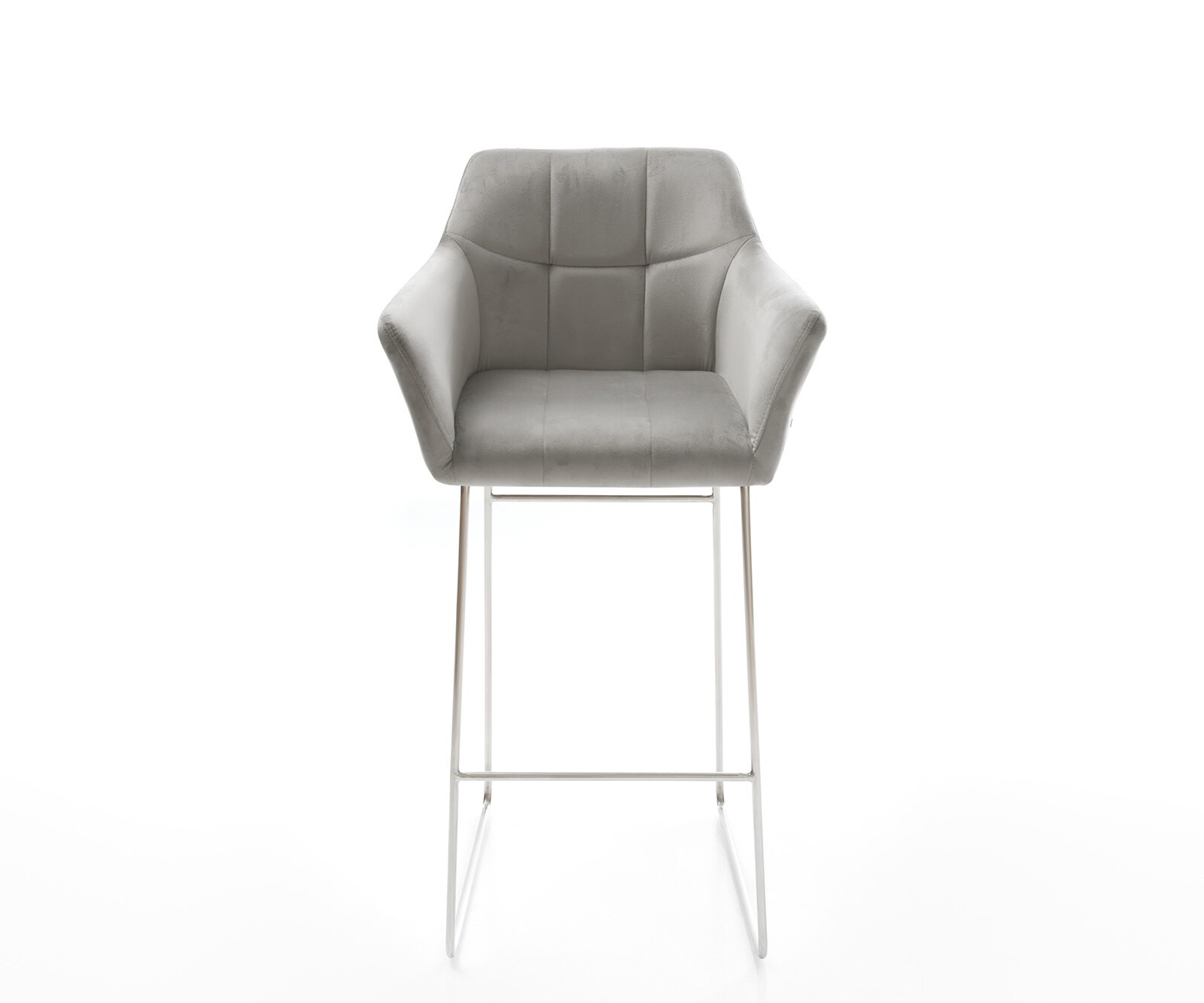 Barstoel Yulo-Flex fluweel grijs slipframe roestvrij staal 1