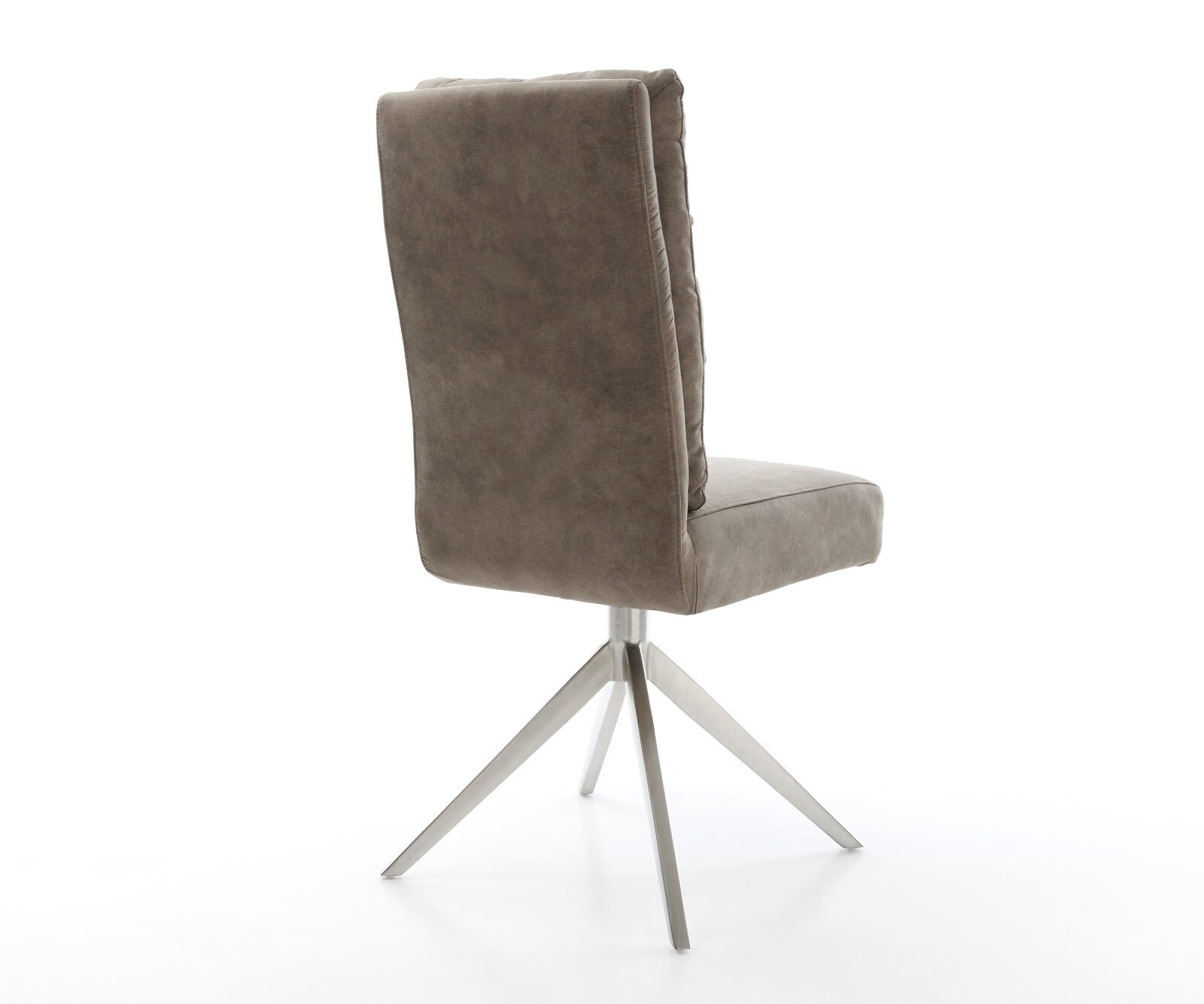Draaistoel Pela-Flex microvelours taupe vintage kruisframe breed roestvrij staal 360° draaibaar rocker-functie pocketveer kern 5