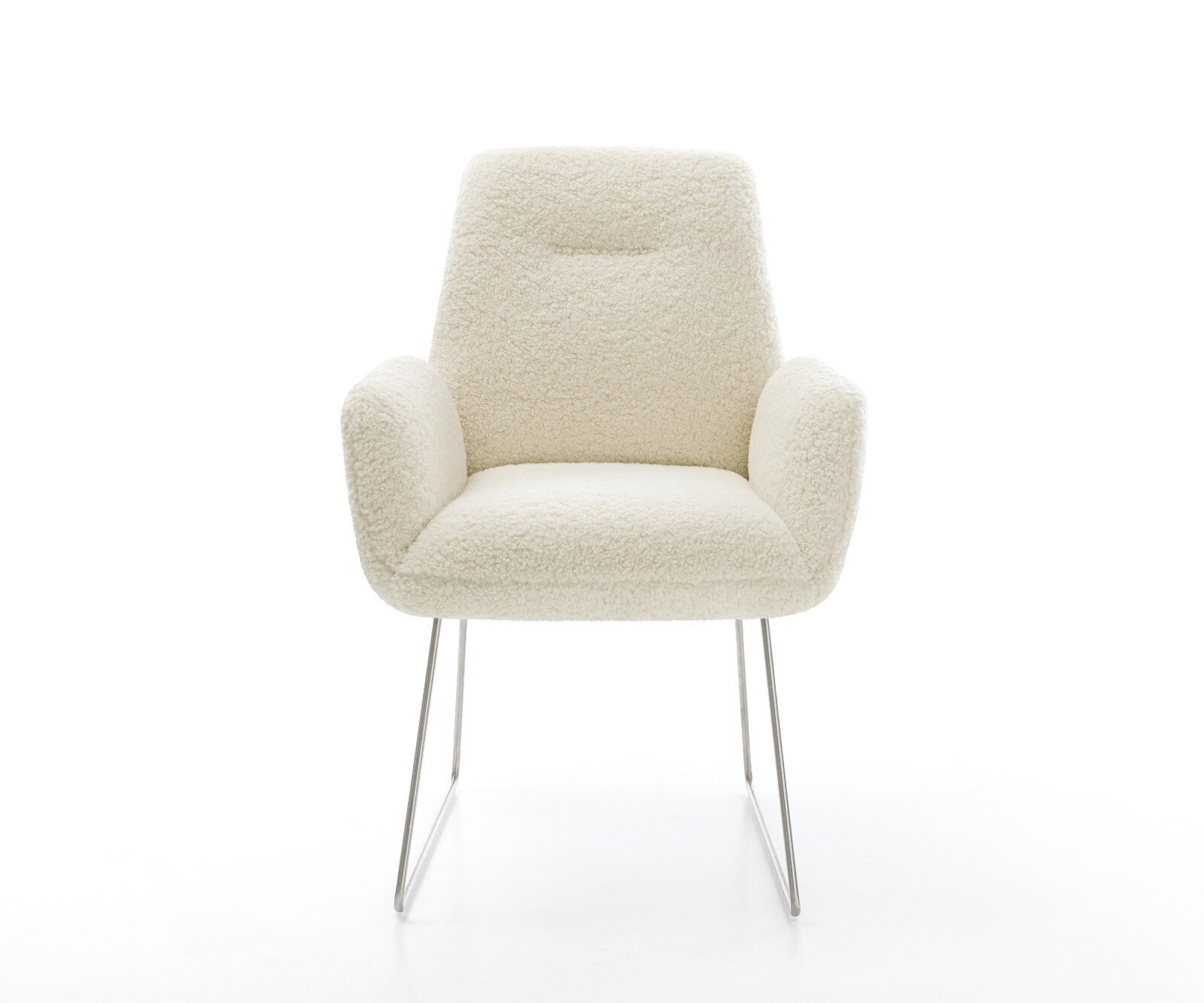 Eetkamerstoel Zoa-Flex teddy beige slipframe roestvrij staal pocketveer kern 1