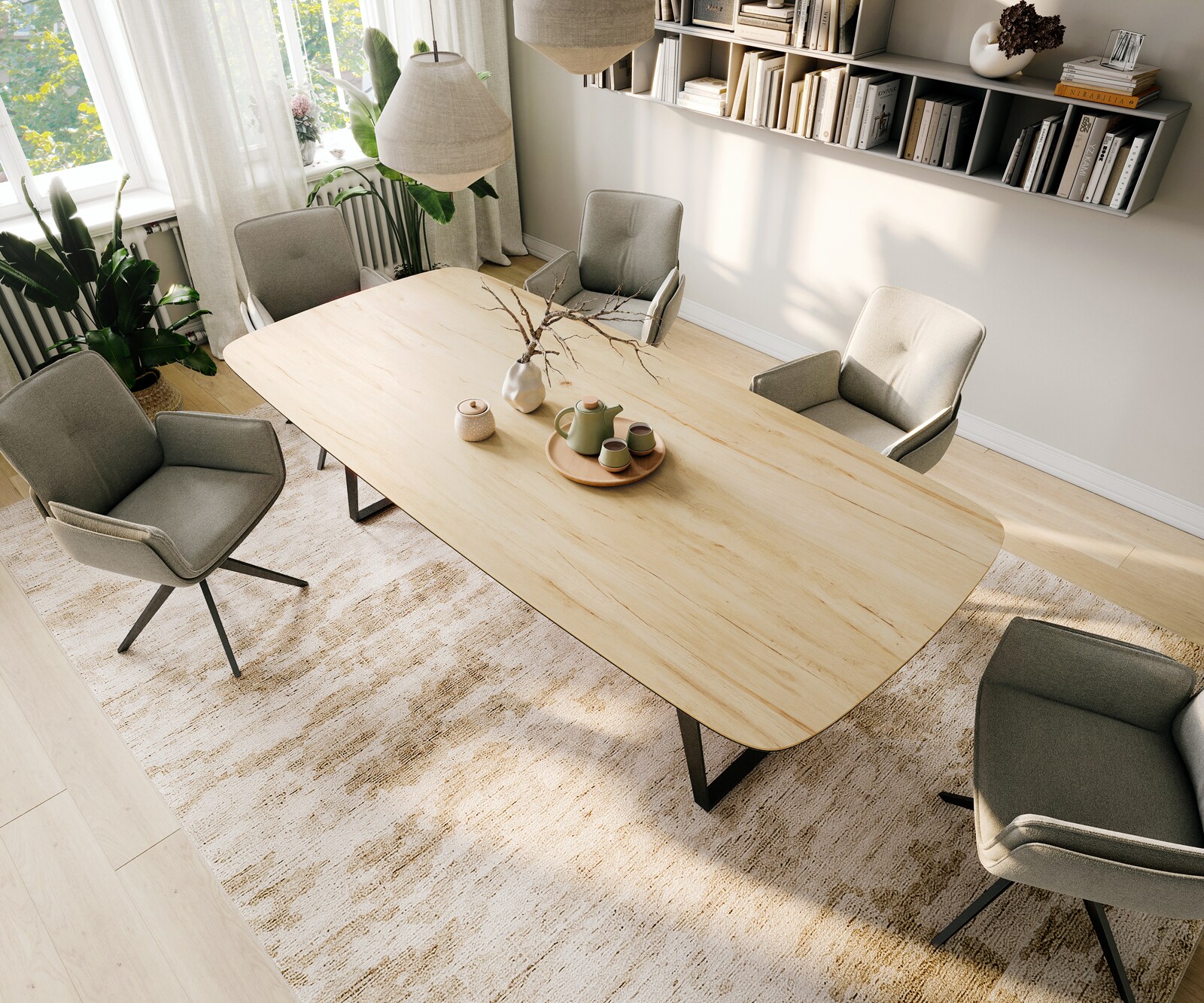 Eettafel Edge Boot 260x120 cm Keramiek Laminam® Sabbia Eichefarbig Metaal Schräg Zwart 4
