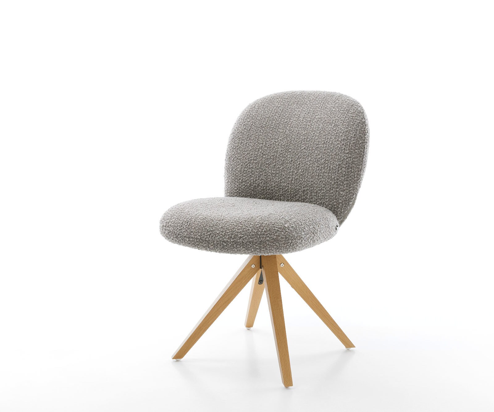Draaistoel Nube-Flex bouclé zilver grijs houten frame hoekig natuur 180° draaibaar pocketveer kern