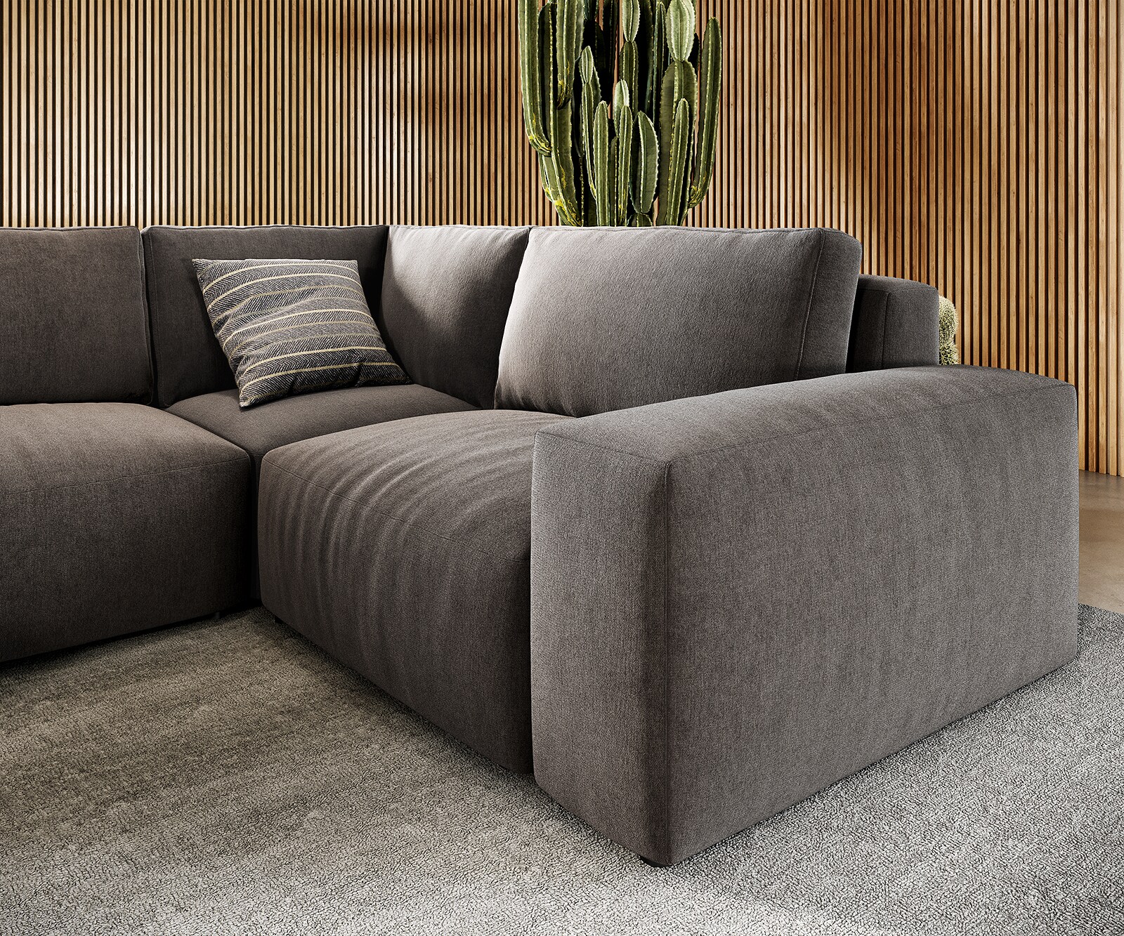 Woonlandschap Lanzo 300x210 cm microvezel khakibruin met variabele recamière 3
