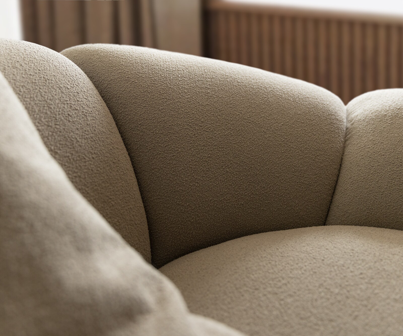 Grote sofa Lunna 360x175 cm Bouclé natuur 2 kussens 3