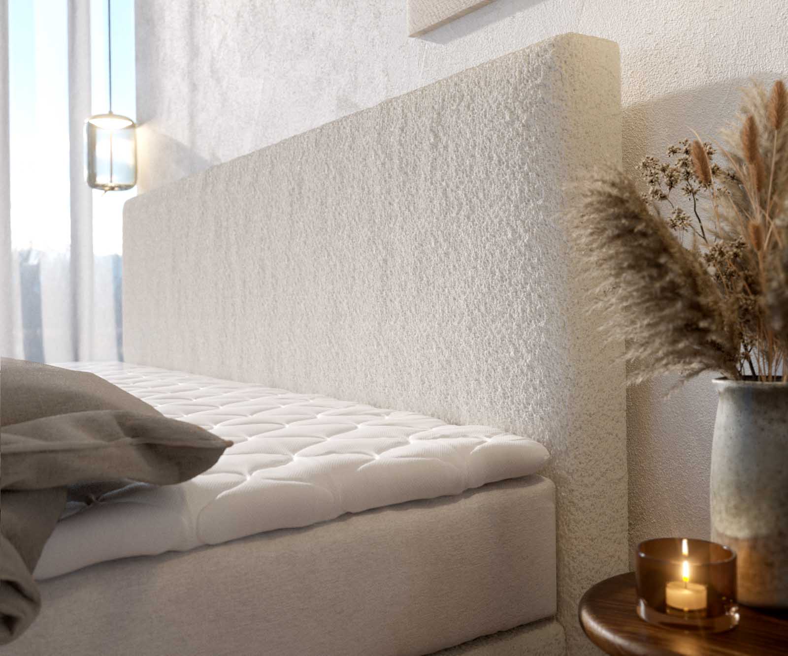Boxspringbed Dream-Well Bouclé crèmewit 200x200 cm met pocketveringmatras en Visco topper 4