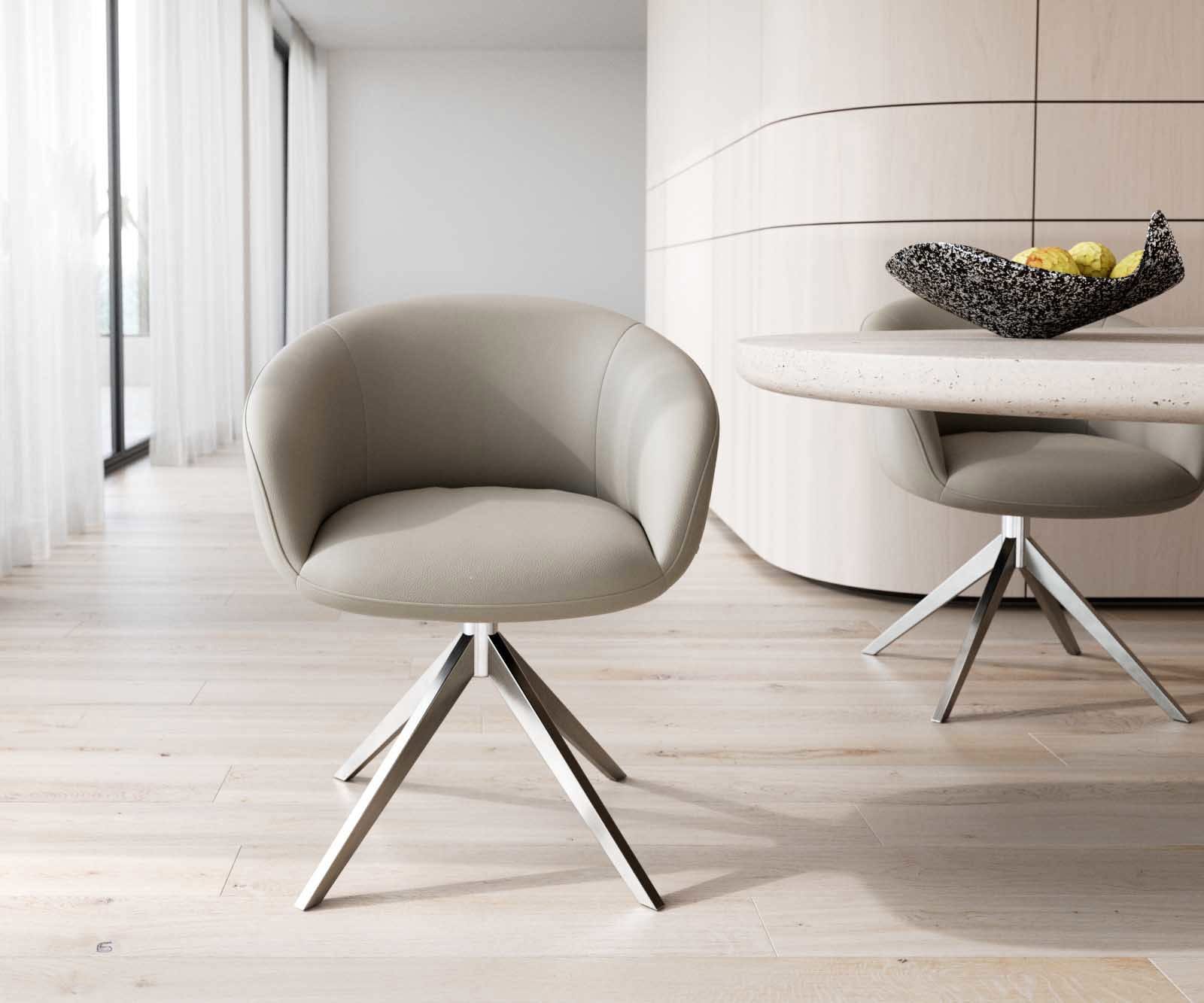 Draaistoel Vinka-Flex met armleuning echt leer mud kruisframe breed roestvrij staal 360° draaibaar pocketveer kern 1 Draaistoel Vinka-Flex met armleuning echt leer mud kruisframe breed roestvrij staal 360° draaibaar pocketveer kern 1