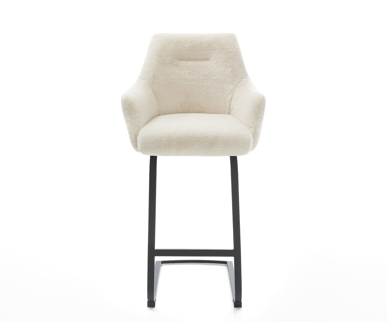 Barstoel Alja-Flex Pluchen Crème-wit Vrijkantelframe plat metaal Zwart Pocketvering 1