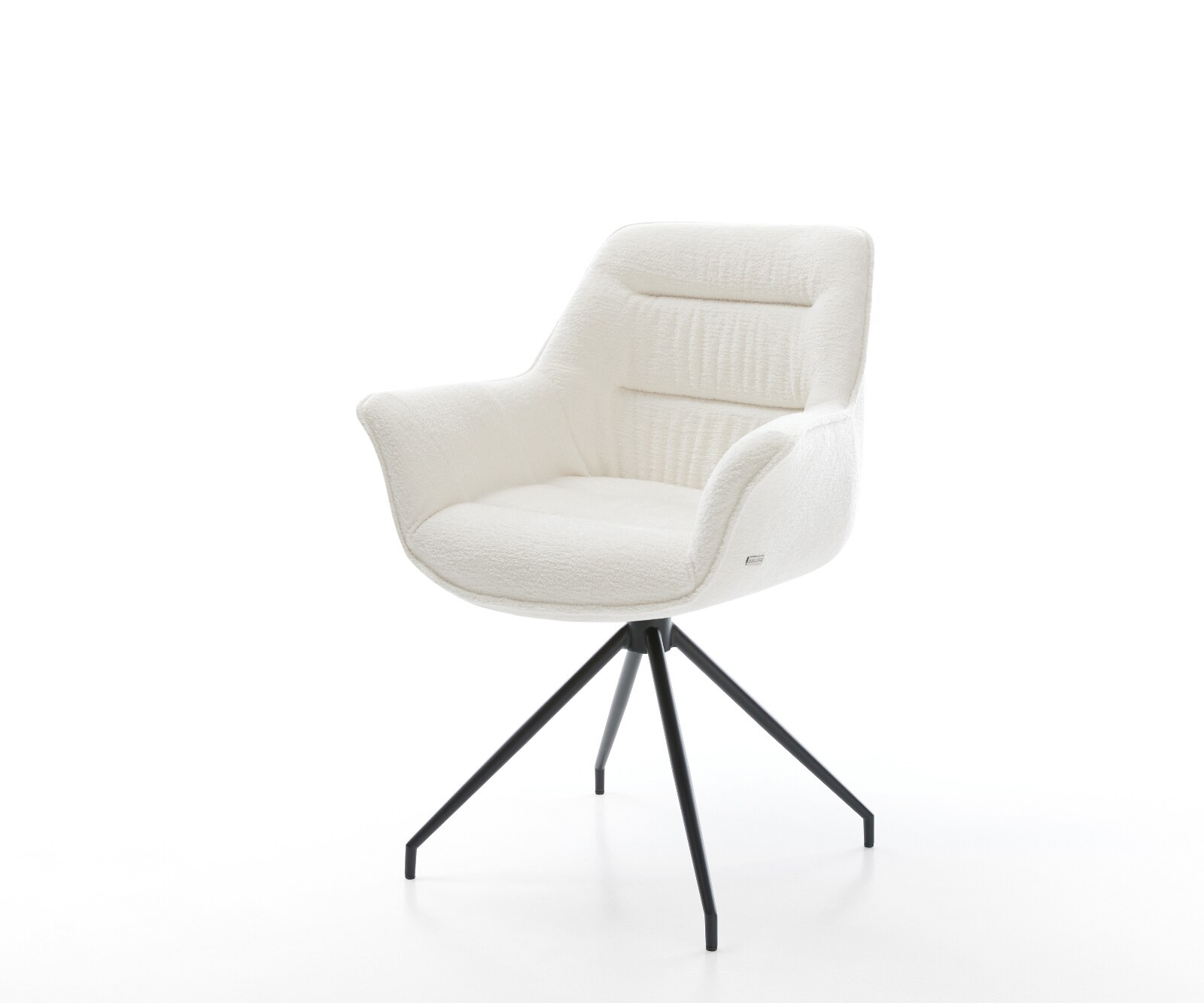 Eetkamerstoel Kaira-Flex bouclé zacht beige kruisframe conisch zwart
