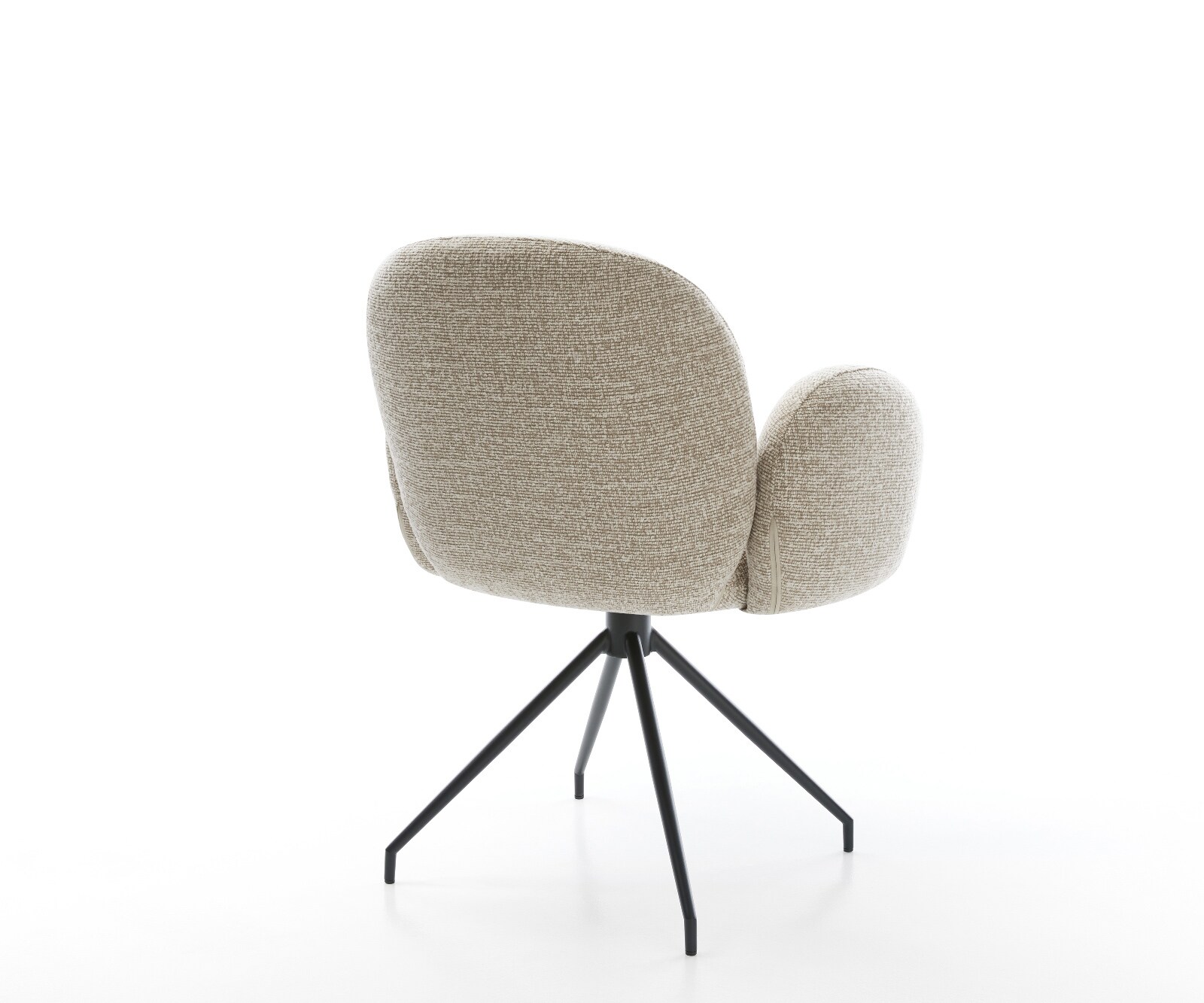 Eetkamerstoel Nube-Flex met armleuning geweven stof beige kruisframe conisch zwart pocketveer kern 5