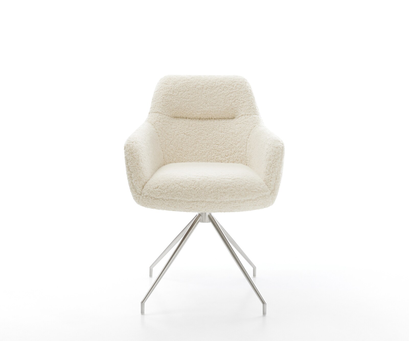 Eetkamerstoel Pejo-Flex teddy beige kruisframe conisch roestvrij staal pocketveer kern 2