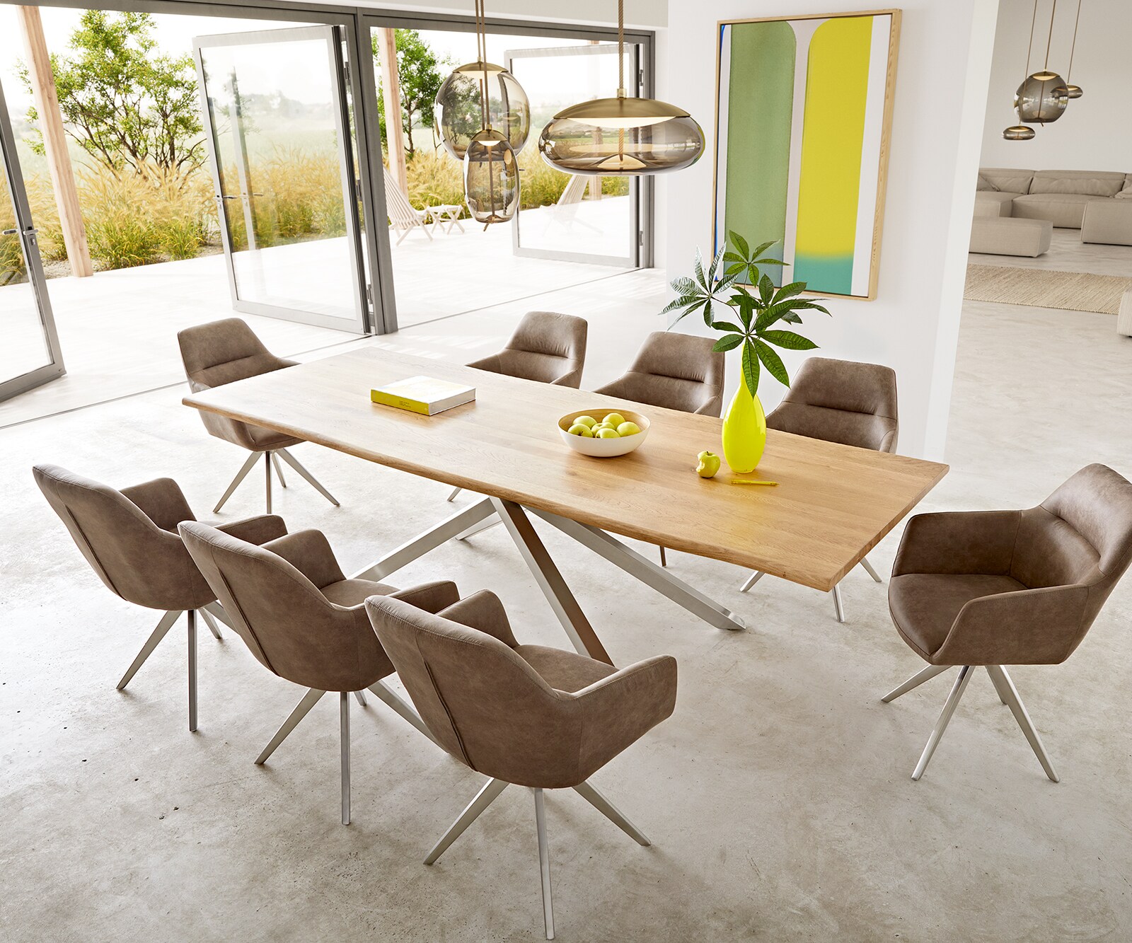 Eettafel Edge 260x100x2,5-3 eiken natuur kruisframe rechthoek roestvrij staal  Live-Edge 6 Eettafel Edge 260x100x2,5-3 eiken natuur kruisframe rechthoek roestvrij staal  Live-Edge 6