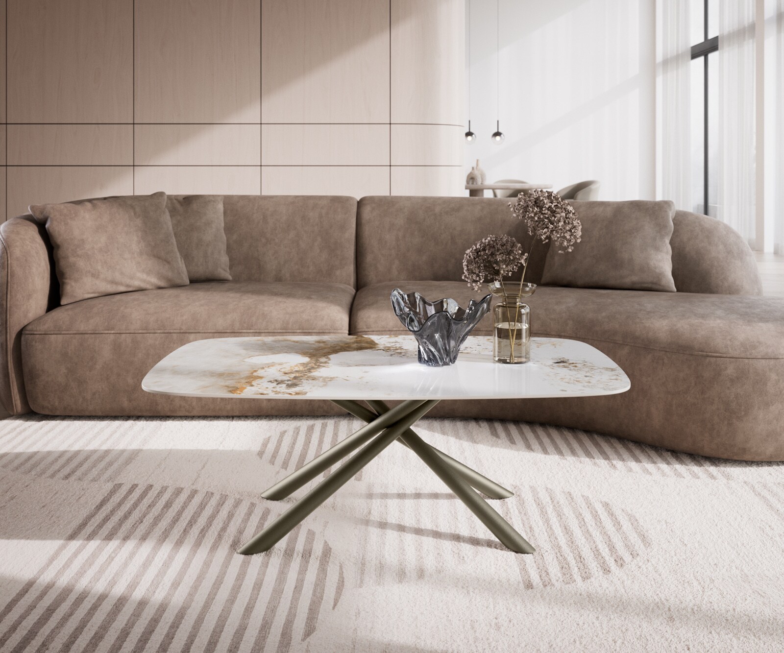 Salontafel Edge Boot 120x70 cm keramiek Minas Melange Sarity Metall effectafwerking titaan 1