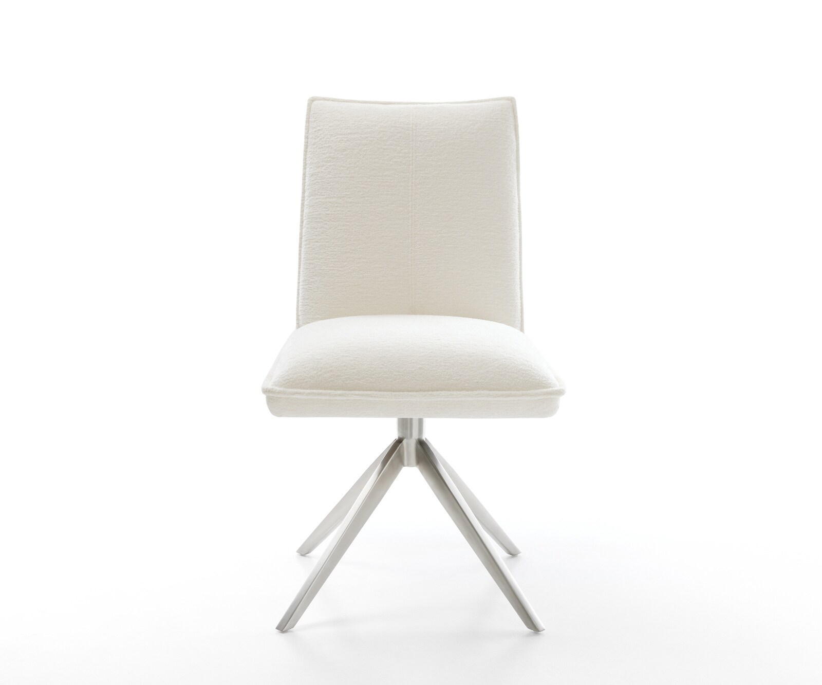 Draaistoel Lelio-Flex bouclé zacht beige kruisframe breed roestvrij staal 360° draaibaar rocker-functie pocketveer kern 2