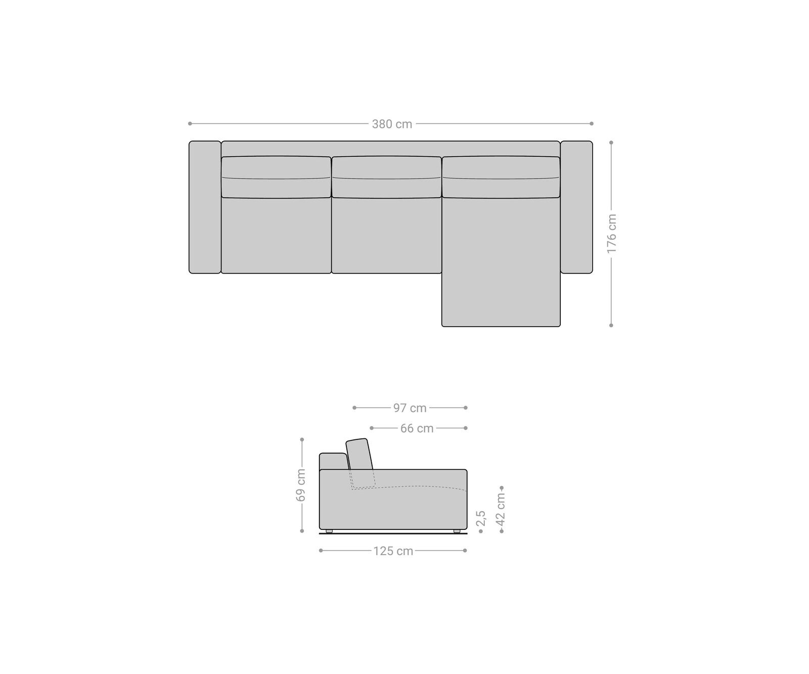 Hoekbank Lanzo XL 380x180 cm microvezel Grijs Variabele Rugleuning 6