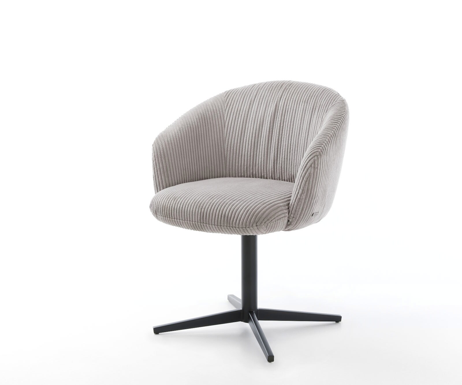 Draaistoel Caja-Flex met armleuning koord zilver grijs kruispoot zwart 360° draaibaar pocketveer kern