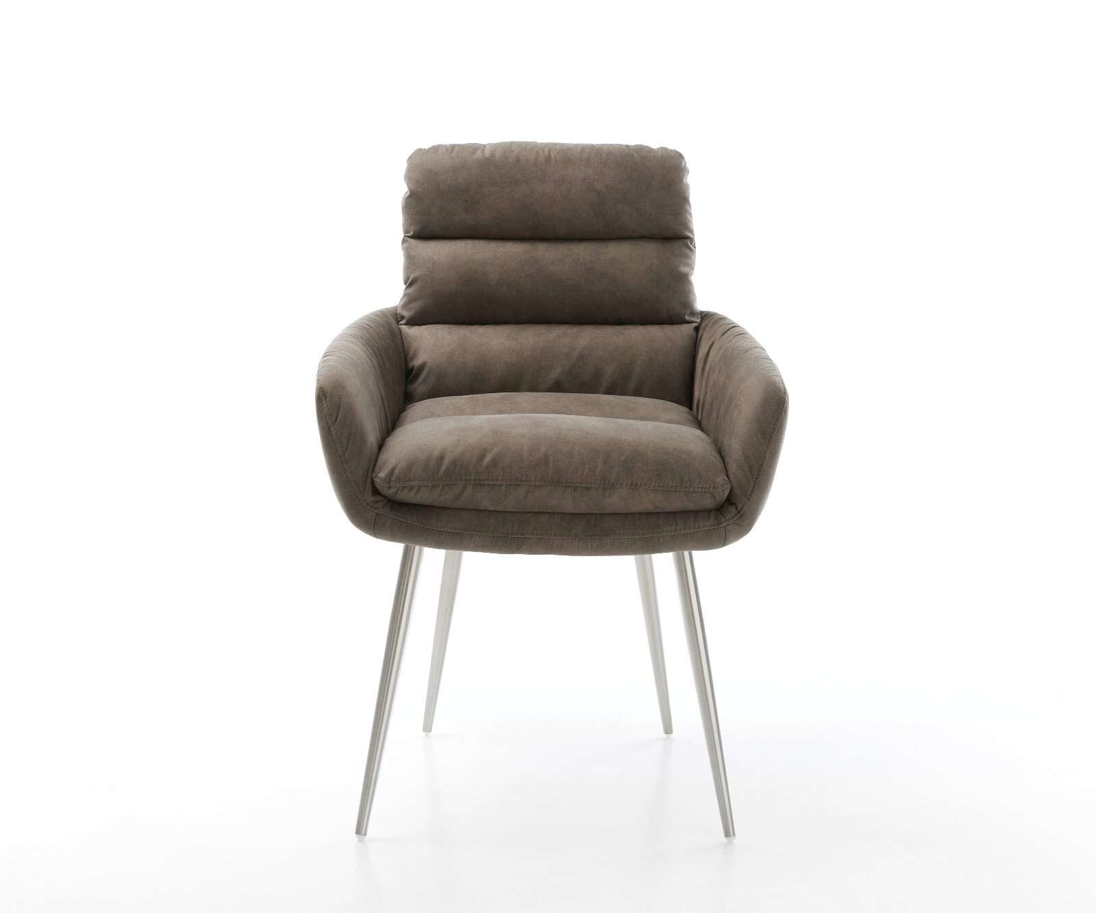 Eetkamerstoel Abelia-Flex met armleuning microvelours taupe vintage 4-poot conisch roestvrij staal 2