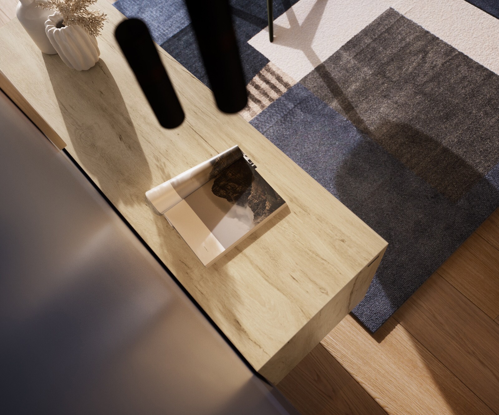 Dressoir Cuor 180 cm Keramiek Laminam® Sabbia Eiken gekleurd 2 Deuren 3 Laden Zwevende voet look Acrylglas 6