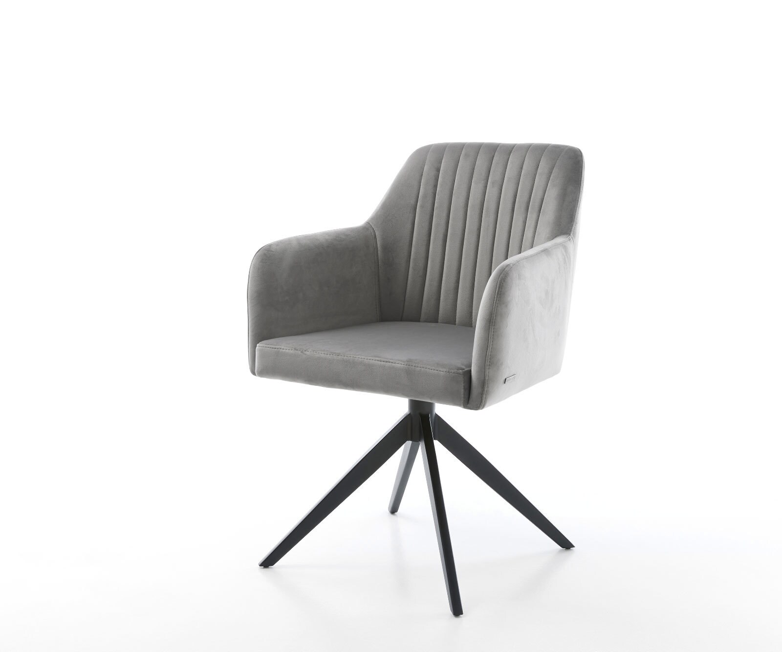 Draaistoel Greg-Flex fluweel grijs kruisframe breed zwart 360° draaibaar rocker-functie pocketveer kern 1
