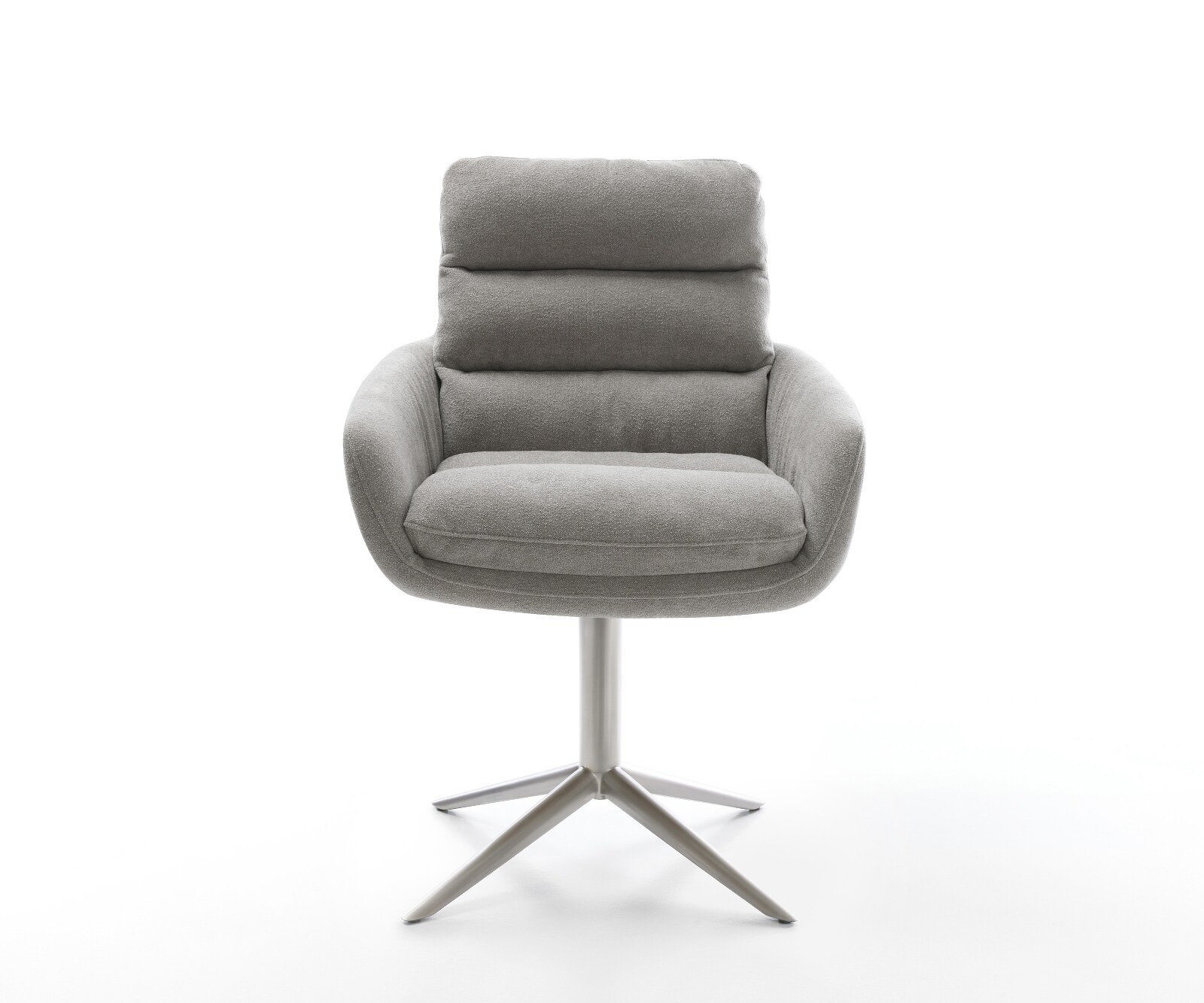 Draaistoel Abelia-Flex met armleuning zachte stof met structuur grijs kruispoot roestvrij staal 360° draaibaar rocker-functie 2