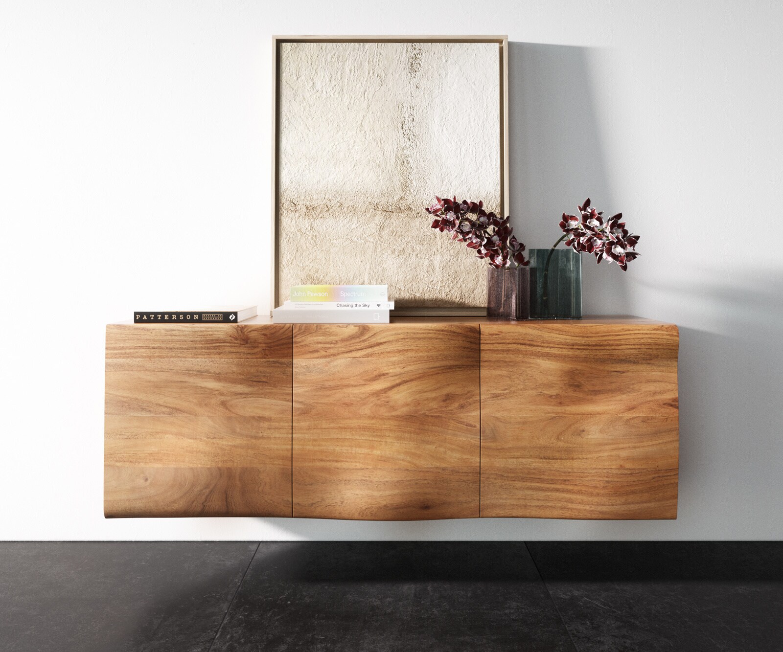 Dressoir New Live-Edge 145 cm acacia natuur 3 deuren zwevend 3