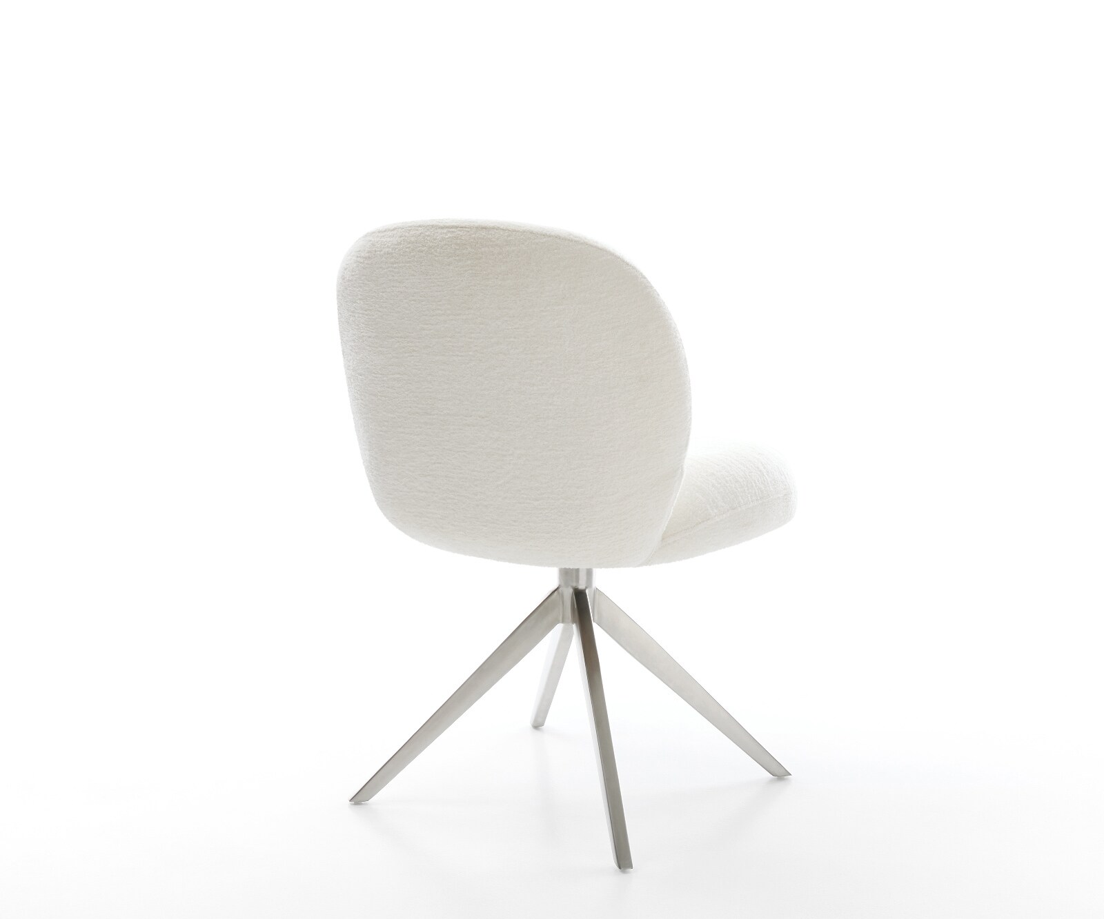 Draaistoel Nube-Flex bouclé zacht beige kruisframe breed roestvrij staal 360° draaibaar rocker-functie pocketveer kern 5