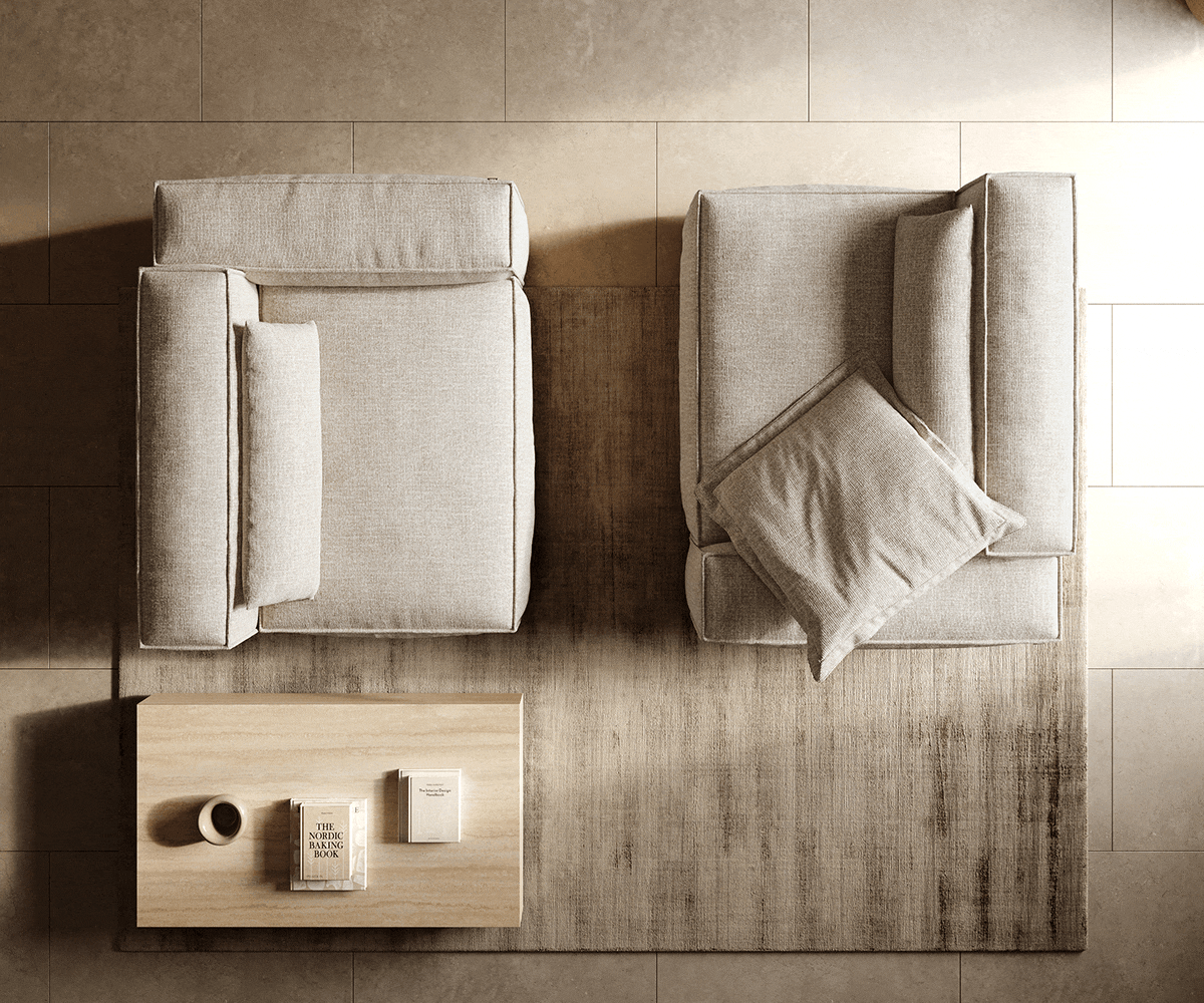 Bigsofa Freestyle 280x110 cm Zachte Geweven stof Beige kedernaad 5