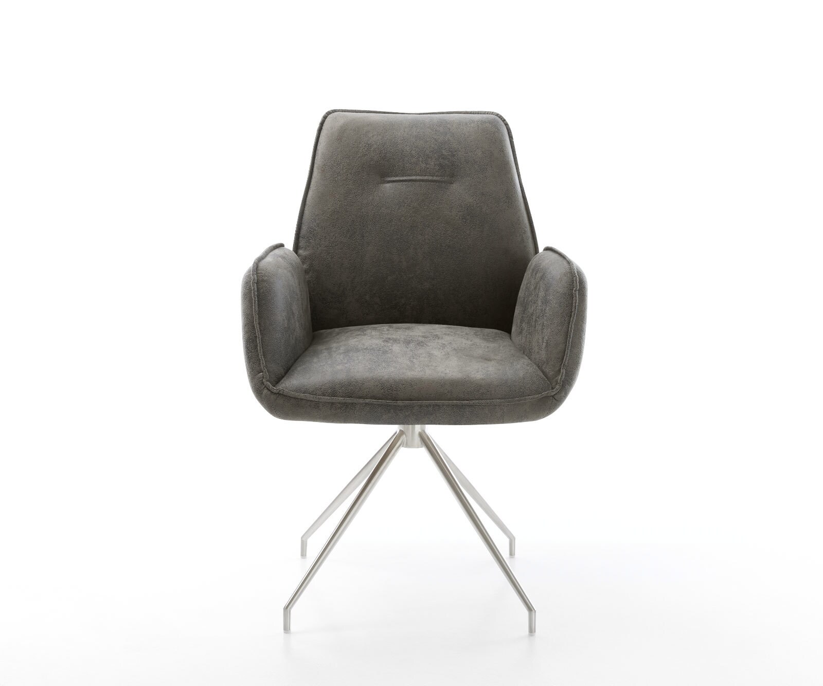 Eetkamerstoel Zoa-Flex microvelours grijs antiek kruisframe conisch roestvrij staal pocketveer kern 1 Eetkamerstoel Zoa-Flex microvelours grijs antiek kruisframe conisch roestvrij staal pocketveer kern 1