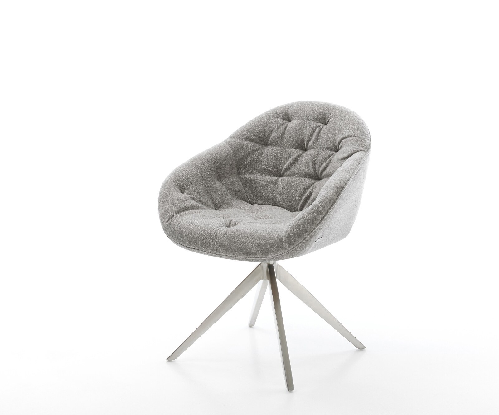 Draaistoel Gaio-Flex zachte stof met structuur grijs kruisframe breed roestvrij staal 360° draaibaar rocker-functie